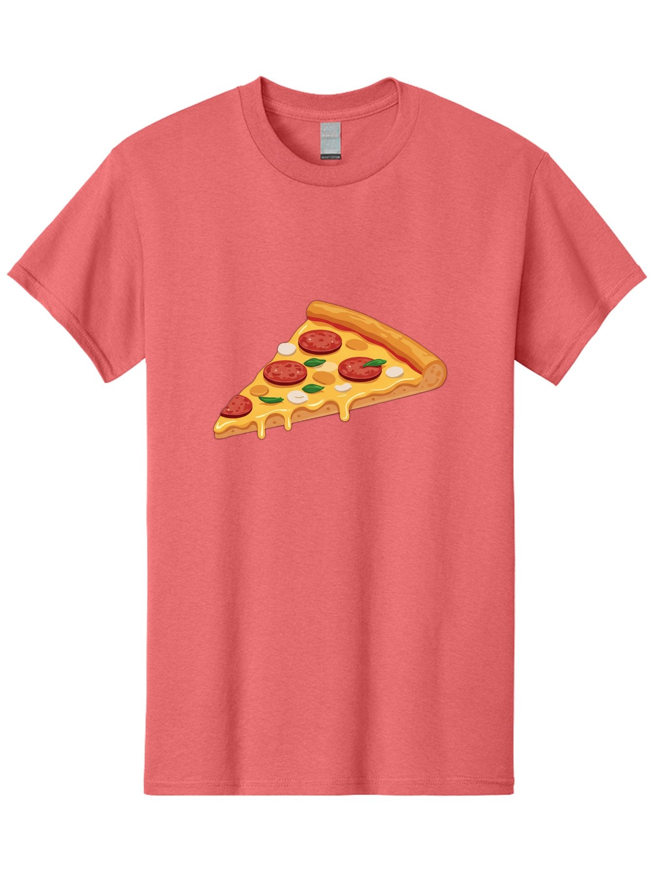 Pepperoni-Pizza-Slice-5 Men'S Graphic Tee, 100% Cotton, Comfortable Casual Summer Wear, Machine Washable, Pepperoni Pizza, Pizza Slice, Melted Cheese, Pepperoni, Basil, Garlic, Italian Food, Cheesy Goodness, Tasty Pizza, Food Illustration Bac237