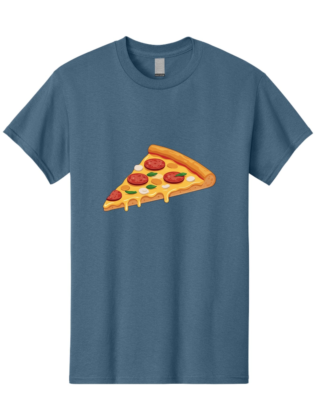 Pepperoni-Pizza-Slice-5 Men'S Graphic Tee, 100% Cotton, Comfortable Casual Summer Wear, Machine Washable, Pepperoni Pizza, Pizza Slice, Melted Cheese, Pepperoni, Basil, Garlic, Italian Food, Cheesy Goodness, Tasty Pizza, Food Illustration Bac237 8
