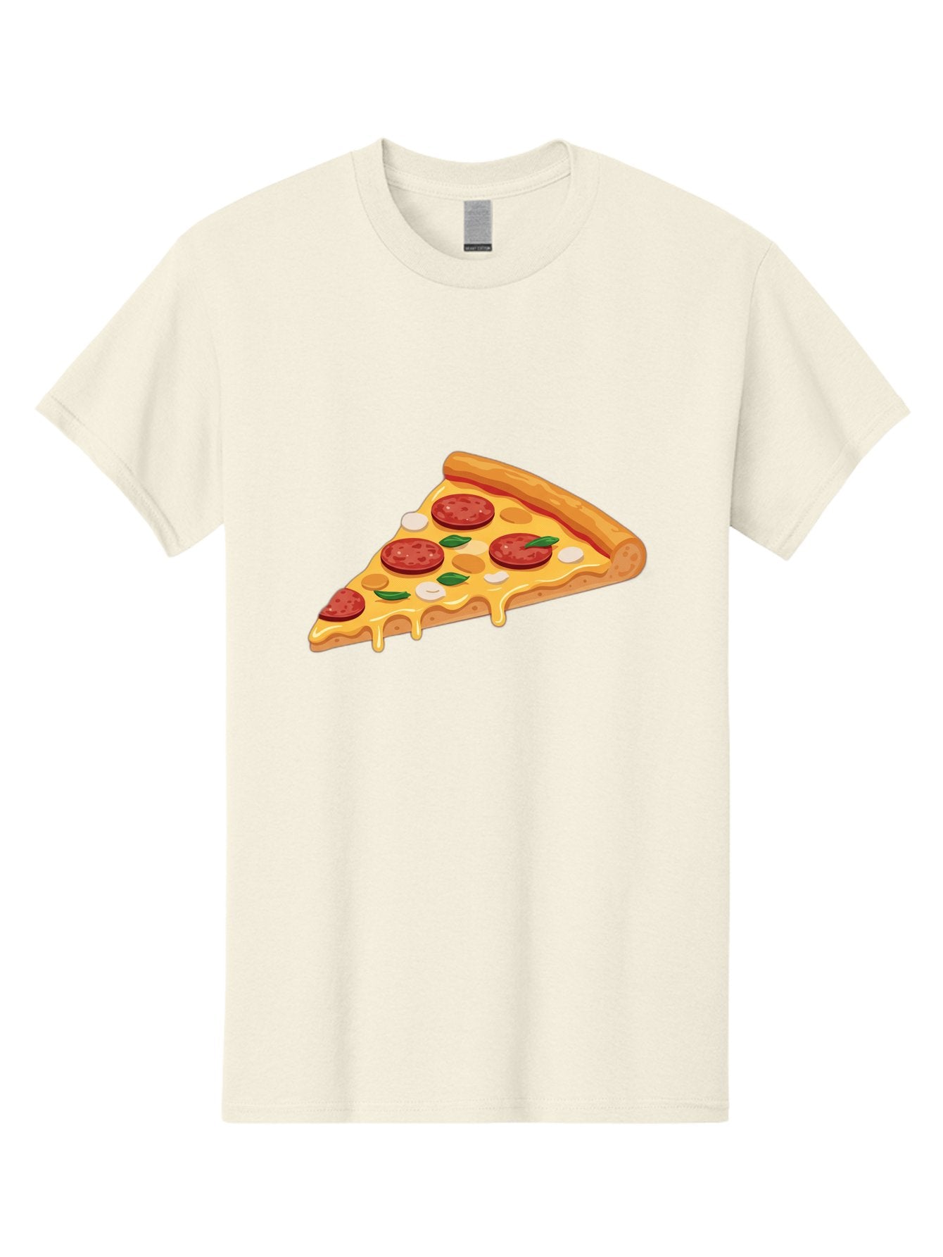 Pepperoni-Pizza-Slice-5 Men'S Graphic Tee, 100% Cotton, Comfortable Casual Summer Wear, Machine Washable, Pepperoni Pizza, Pizza Slice, Melted Cheese, Pepperoni, Basil, Garlic, Italian Food, Cheesy Goodness, Tasty Pizza, Food Illustration Bac237 4