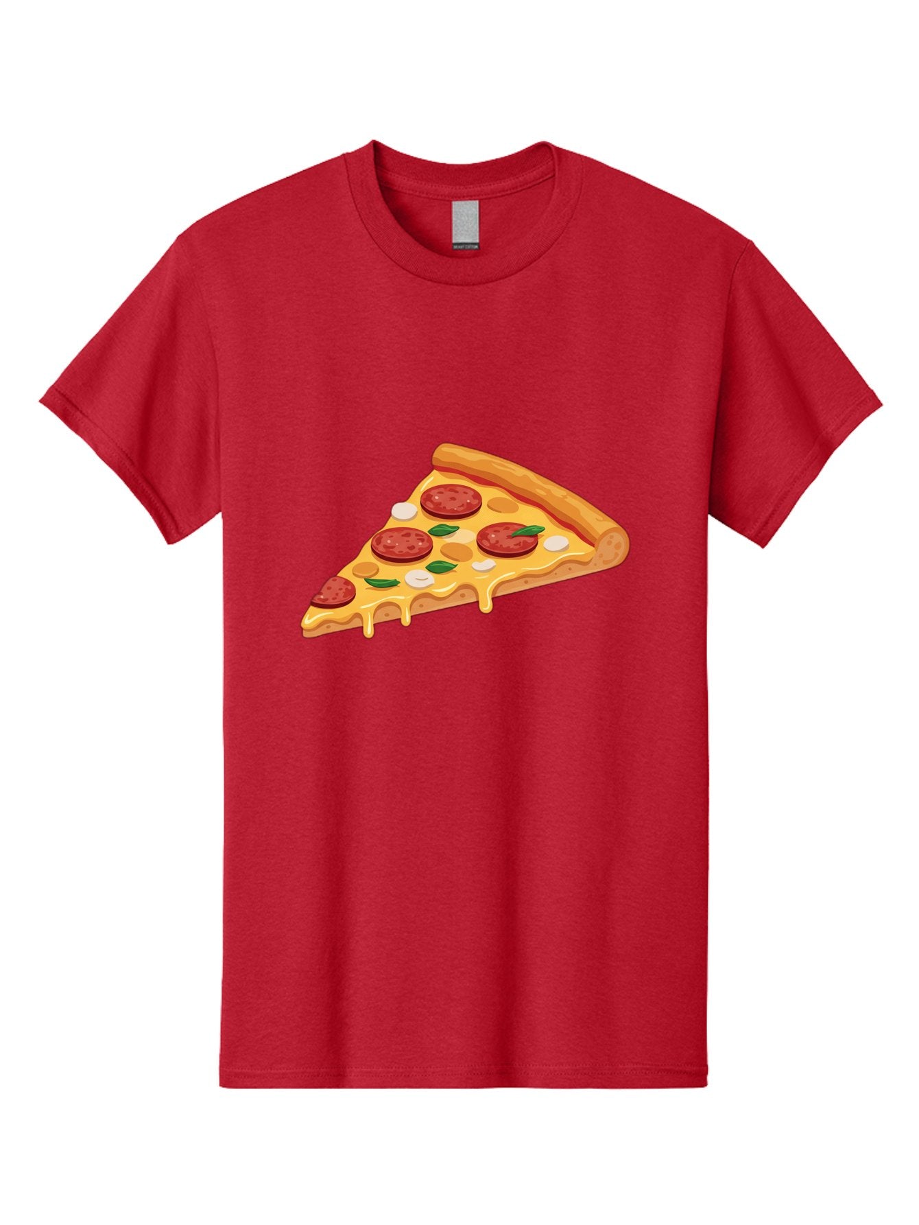 Pepperoni-Pizza-Slice-5 Men'S Graphic Tee, 100% Cotton, Comfortable Casual Summer Wear, Machine Washable, Pepperoni Pizza, Pizza Slice, Melted Cheese, Pepperoni, Basil, Garlic, Italian Food, Cheesy Goodness, Tasty Pizza, Food Illustration Bac237 7
