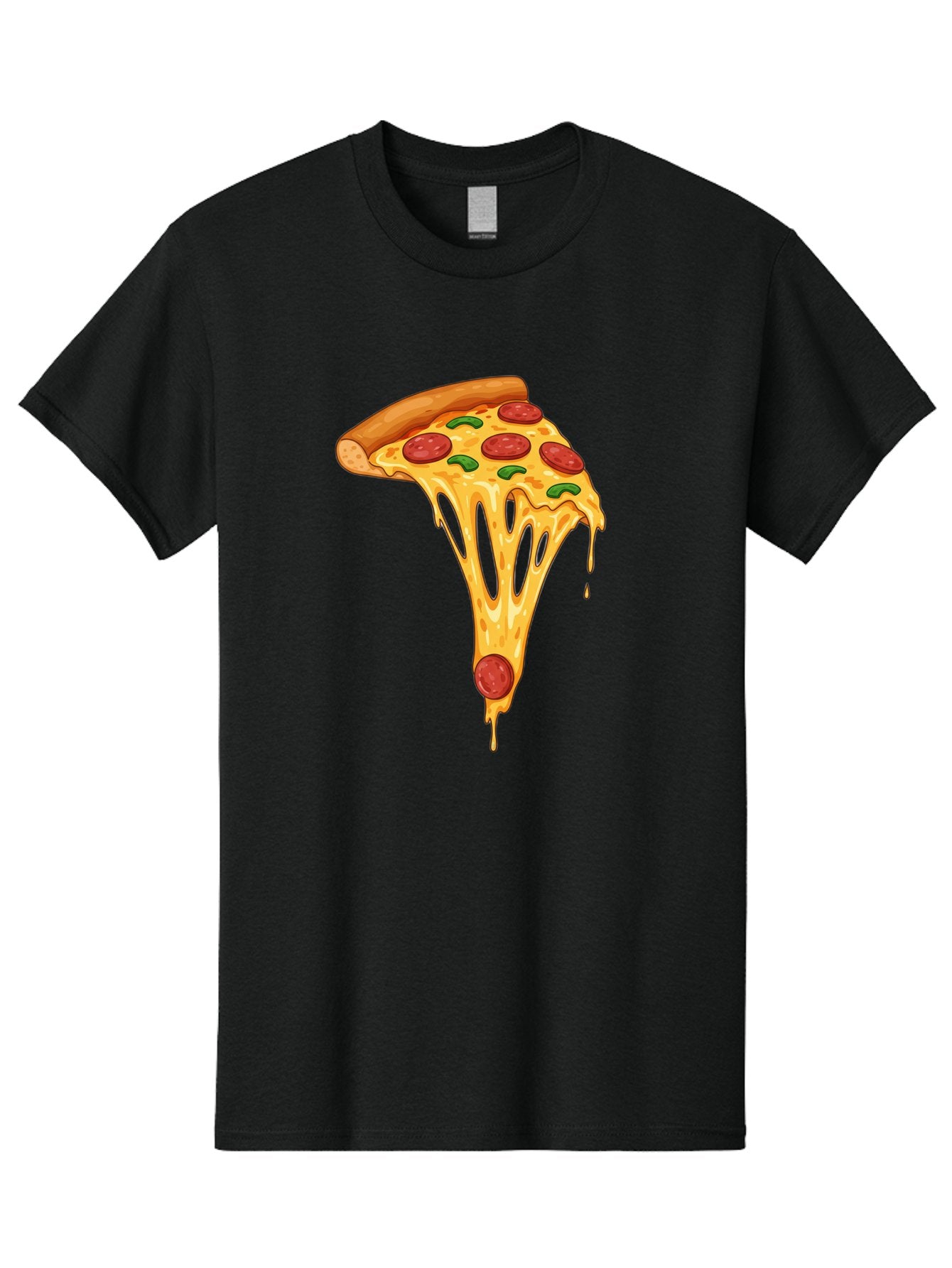 Pepperoni-Pizza-Slice-6 Men'S Graphic Tee, 100% Cotton, Comfortable Casual Summer Wear, Machine Washable, Pepperoni Pizza, Cheesy Goodness, Melted Cheese, Green Peppers, Savory Delight, Italian Cuisine, Foodie Favorite, Pizza Love, Bac238 9