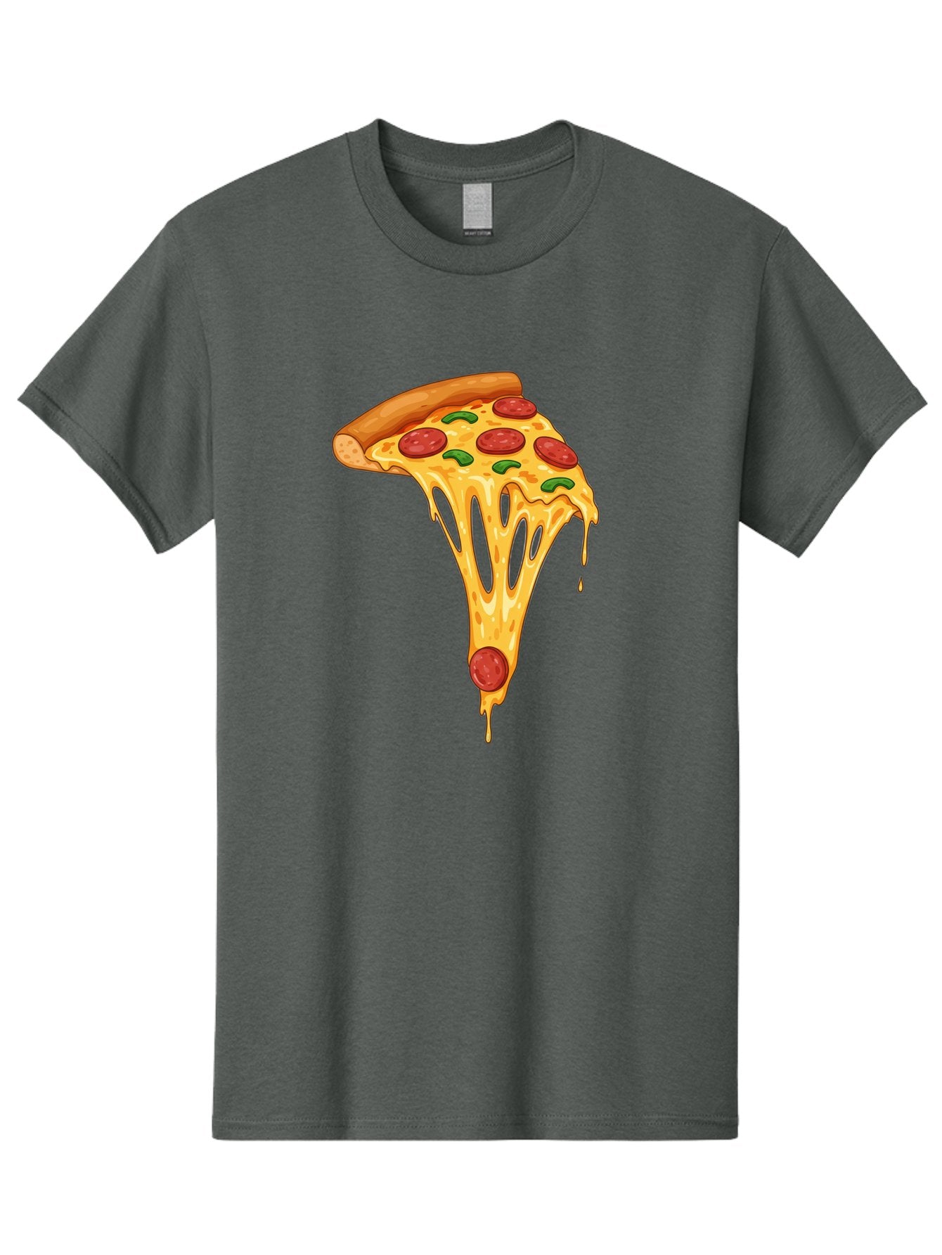 Pepperoni-Pizza-Slice-6 Men'S Graphic Tee, 100% Cotton, Comfortable Casual Summer Wear, Machine Washable, Pepperoni Pizza, Cheesy Goodness, Melted Cheese, Green Peppers, Savory Delight, Italian Cuisine, Foodie Favorite, Pizza Love, Bac238