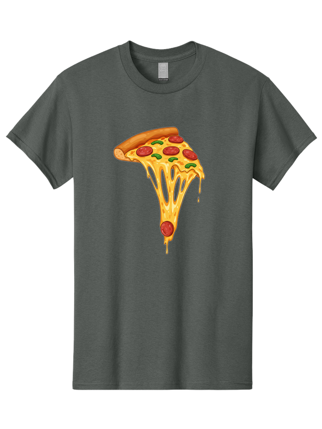 Pepperoni-Pizza-Slice-6 Men'S Graphic Tee, 100% Cotton, Comfortable Casual Summer Wear, Machine Washable, Pepperoni Pizza, Cheesy Goodness, Melted Cheese, Green Peppers, Savory Delight, Italian Cuisine, Foodie Favorite, Pizza Love, Bac238 11