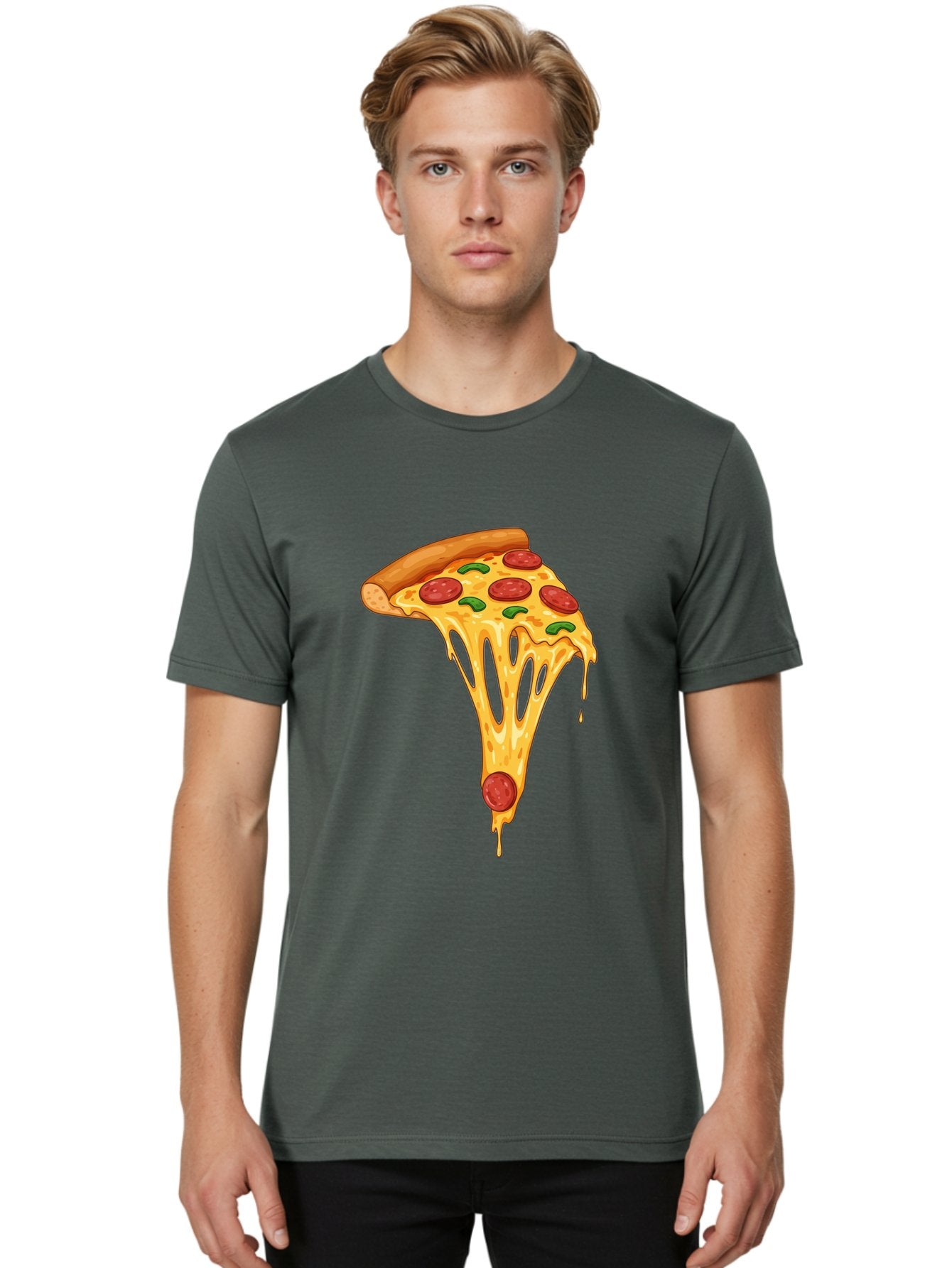 Pepperoni-Pizza-Slice-6 Men'S Graphic Tee, 100% Cotton, Comfortable Casual Summer Wear, Machine Washable, Pepperoni Pizza, Cheesy Goodness, Melted Cheese, Green Peppers, Savory Delight, Italian Cuisine, Foodie Favorite, Pizza Love, Bac238 19