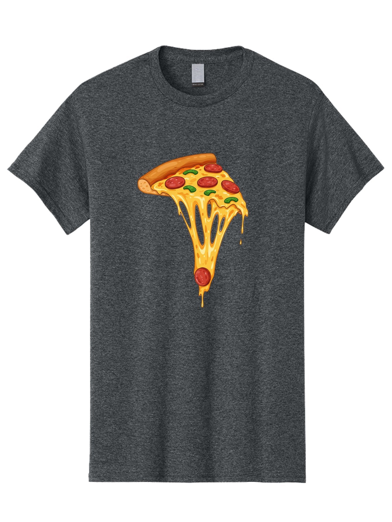 Pepperoni-Pizza-Slice-6 Men'S Graphic Tee, 100% Cotton, Comfortable Casual Summer Wear, Machine Washable, Pepperoni Pizza, Cheesy Goodness, Melted Cheese, Green Peppers, Savory Delight, Italian Cuisine, Foodie Favorite, Pizza Love, Bac238 13