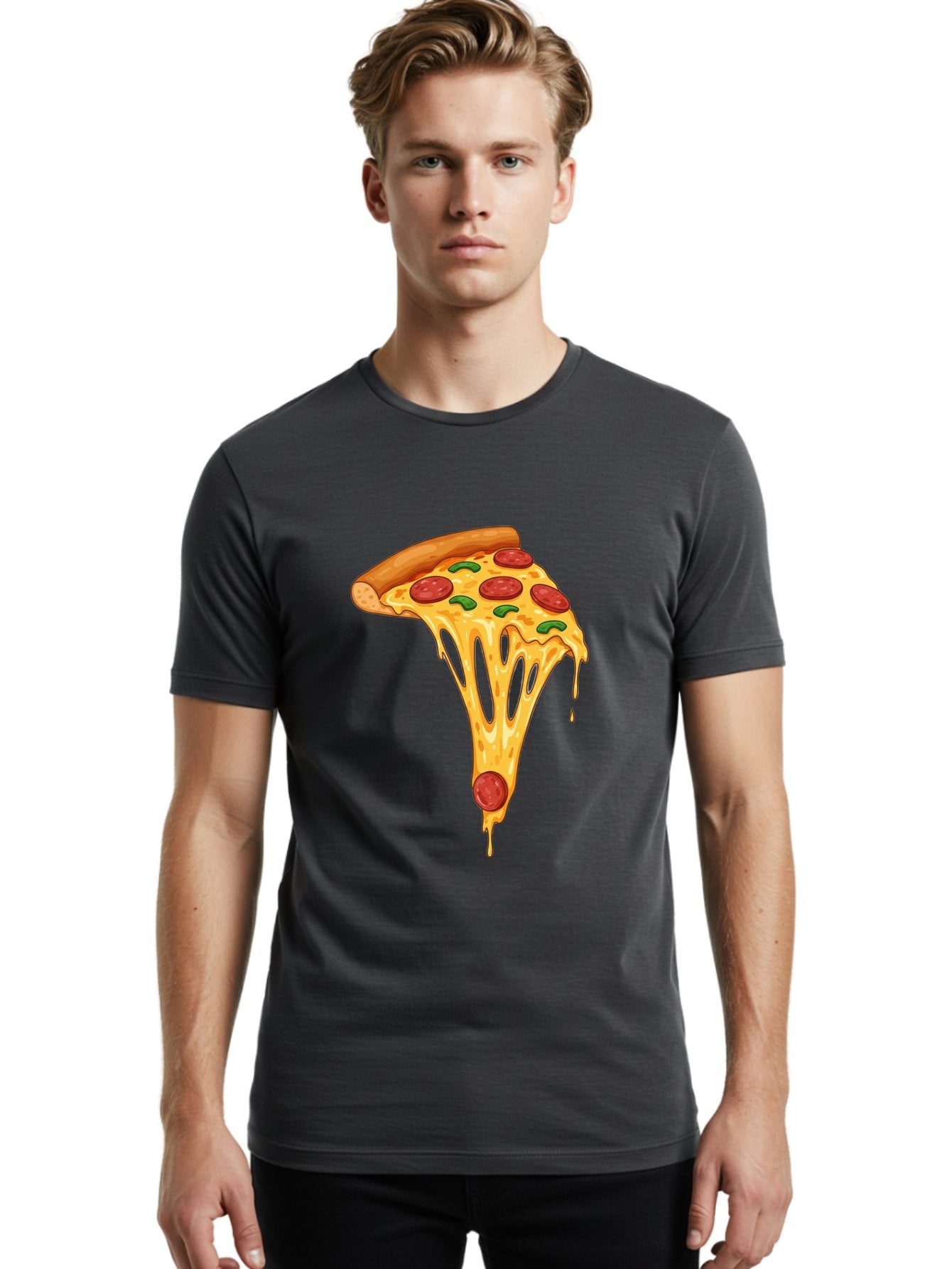 Pepperoni-Pizza-Slice-6 Men'S Graphic Tee, 100% Cotton, Comfortable Casual Summer Wear, Machine Washable, Pepperoni Pizza, Cheesy Goodness, Melted Cheese, Green Peppers, Savory Delight, Italian Cuisine, Foodie Favorite, Pizza Love, Bac238 20