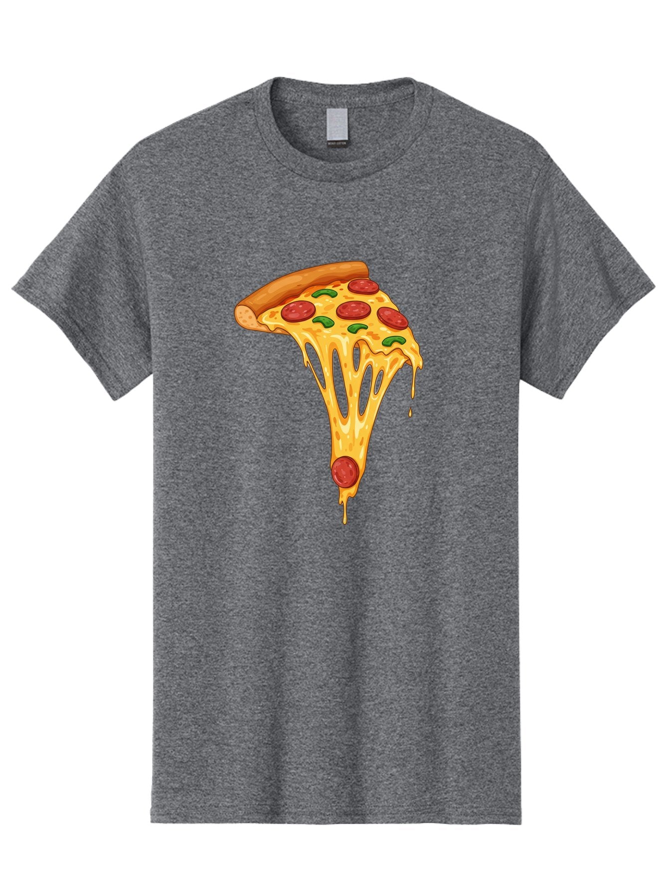 Pepperoni-Pizza-Slice-6 Men'S Graphic Tee, 100% Cotton, Comfortable Casual Summer Wear, Machine Washable, Pepperoni Pizza, Cheesy Goodness, Melted Cheese, Green Peppers, Savory Delight, Italian Cuisine, Foodie Favorite, Pizza Love, Bac238 4