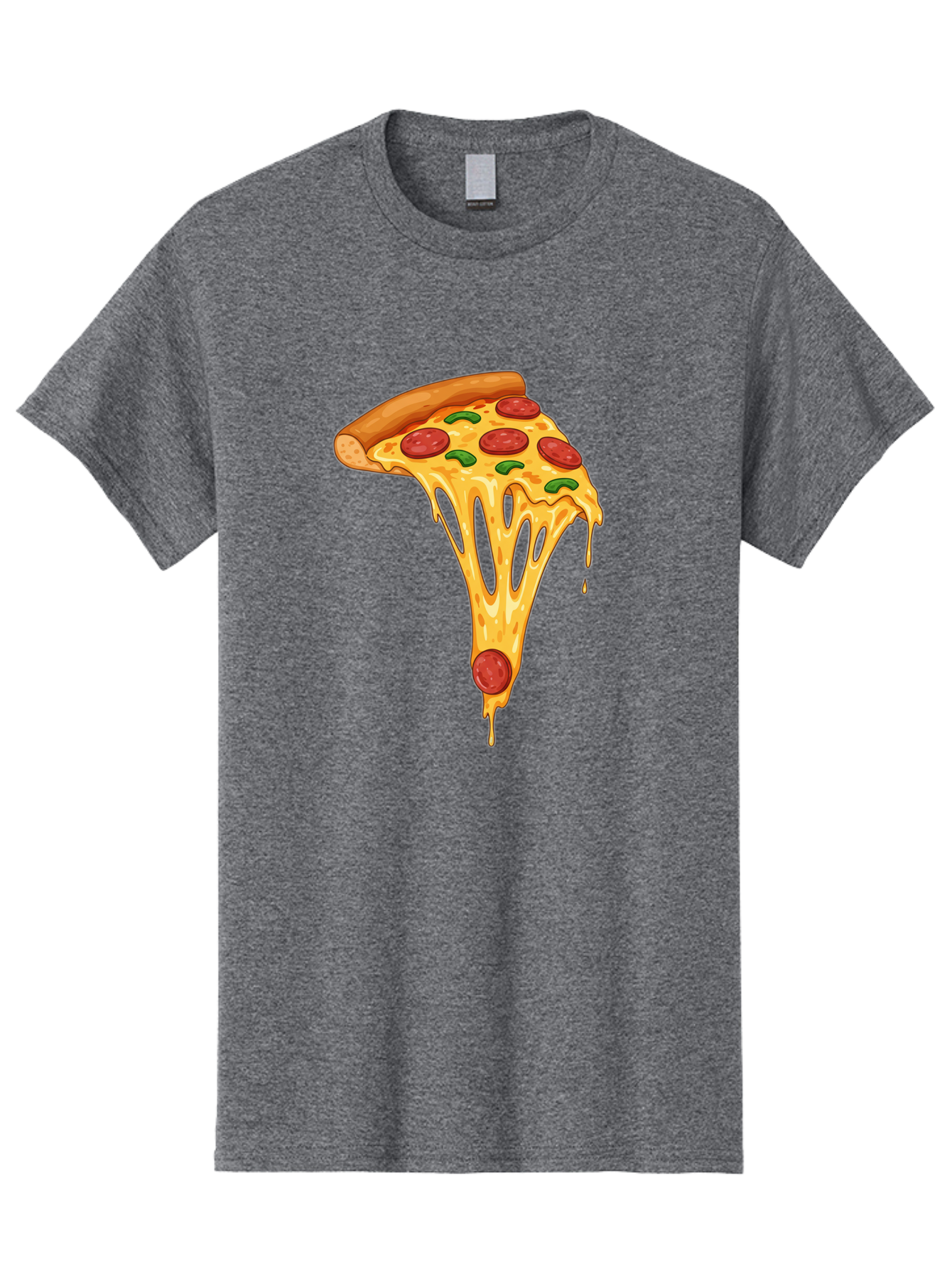 Pepperoni-Pizza-Slice-6 Men'S Graphic Tee, 100% Cotton, Comfortable Casual Summer Wear, Machine Washable, Pepperoni Pizza, Cheesy Goodness, Melted Cheese, Green Peppers, Savory Delight, Italian Cuisine, Foodie Favorite, Pizza Love, Bac238 12
