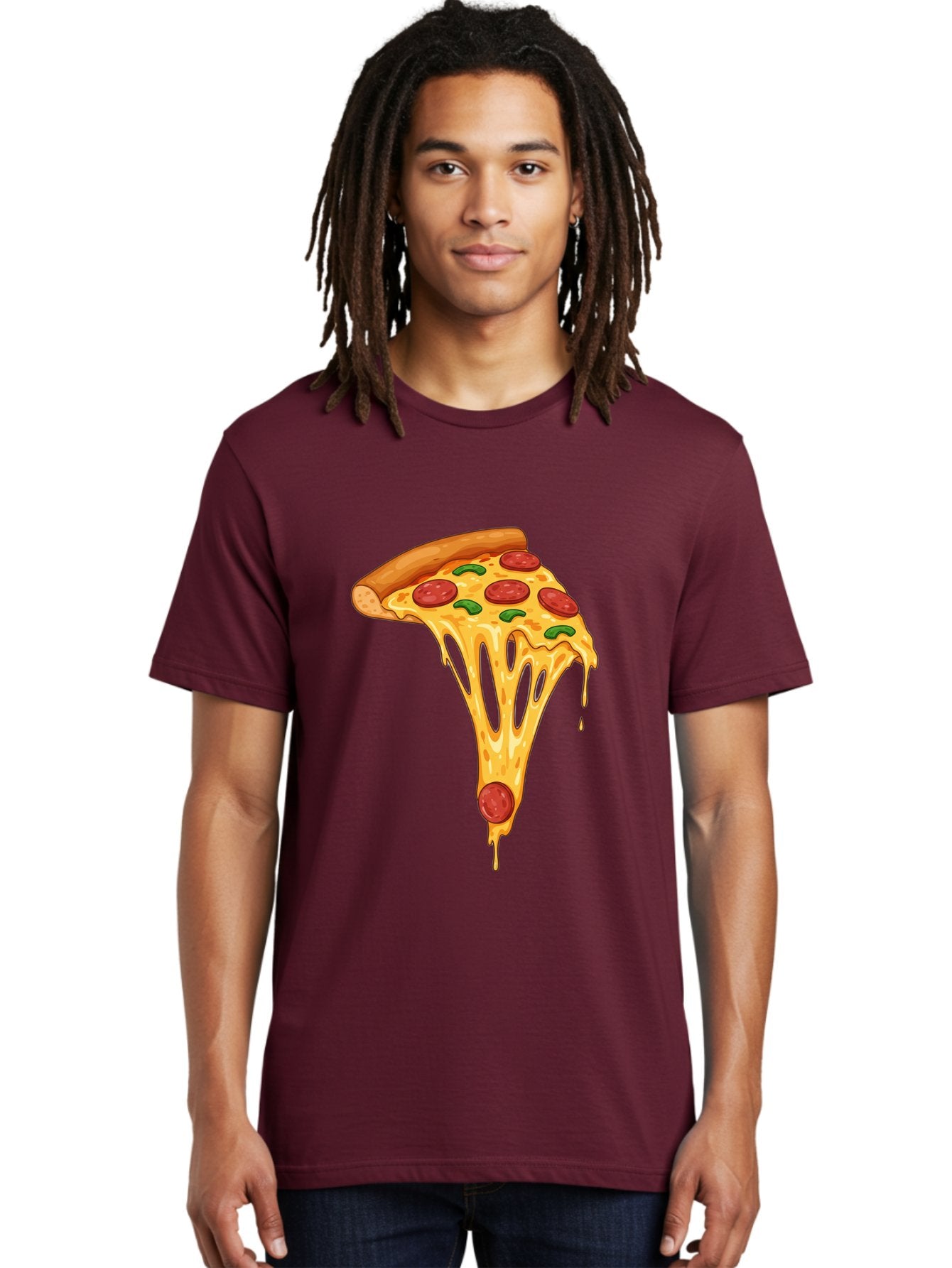 Pepperoni-Pizza-Slice-6 Men'S Graphic Tee, 100% Cotton, Comfortable Casual Summer Wear, Machine Washable, Pepperoni Pizza, Cheesy Goodness, Melted Cheese, Green Peppers, Savory Delight, Italian Cuisine, Foodie Favorite, Pizza Love, Bac238 22