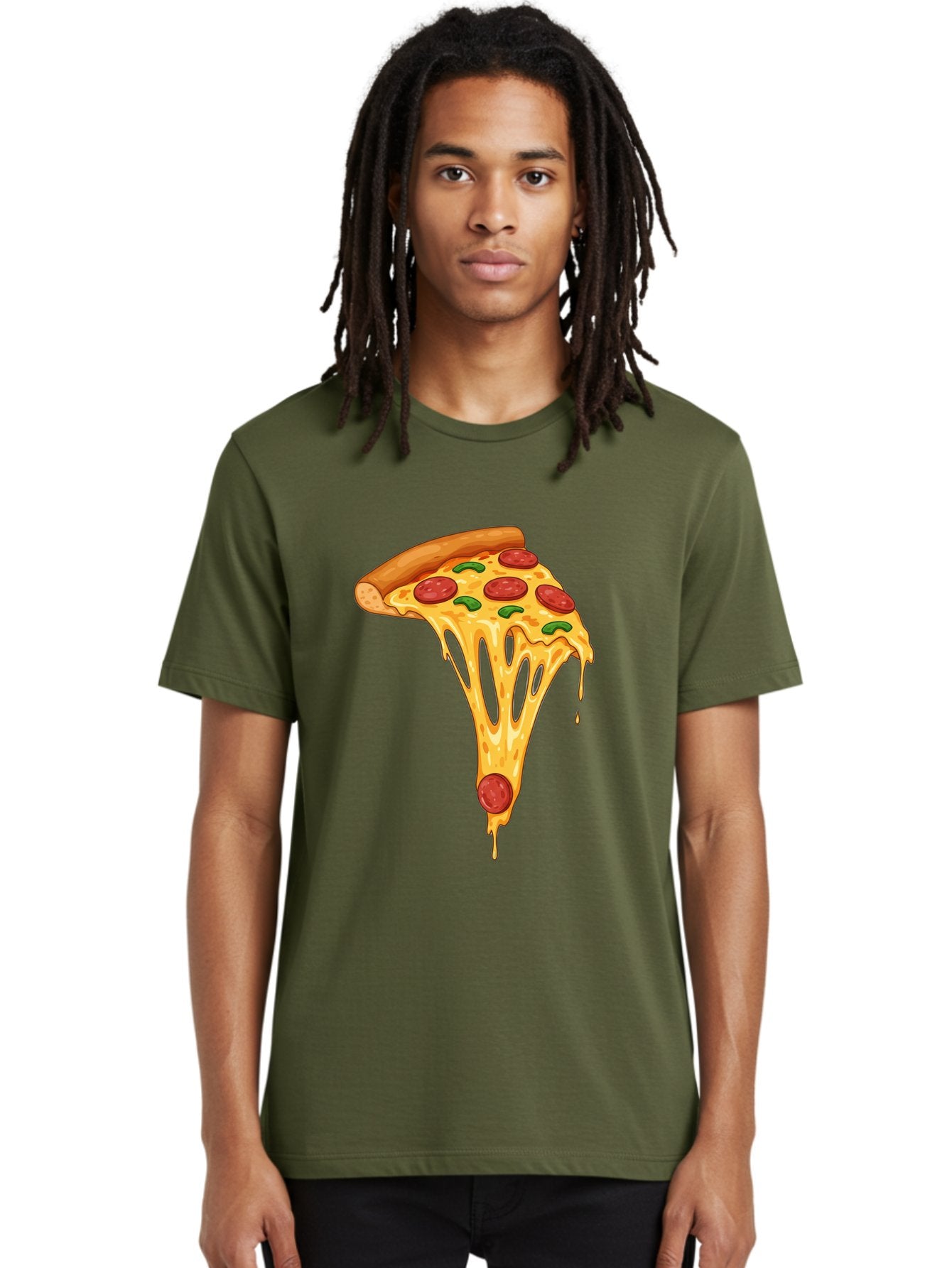 Pepperoni-Pizza-Slice-6 Men'S Graphic Tee, 100% Cotton, Comfortable Casual Summer Wear, Machine Washable, Pepperoni Pizza, Cheesy Goodness, Melted Cheese, Green Peppers, Savory Delight, Italian Cuisine, Foodie Favorite, Pizza Love, Bac238 30