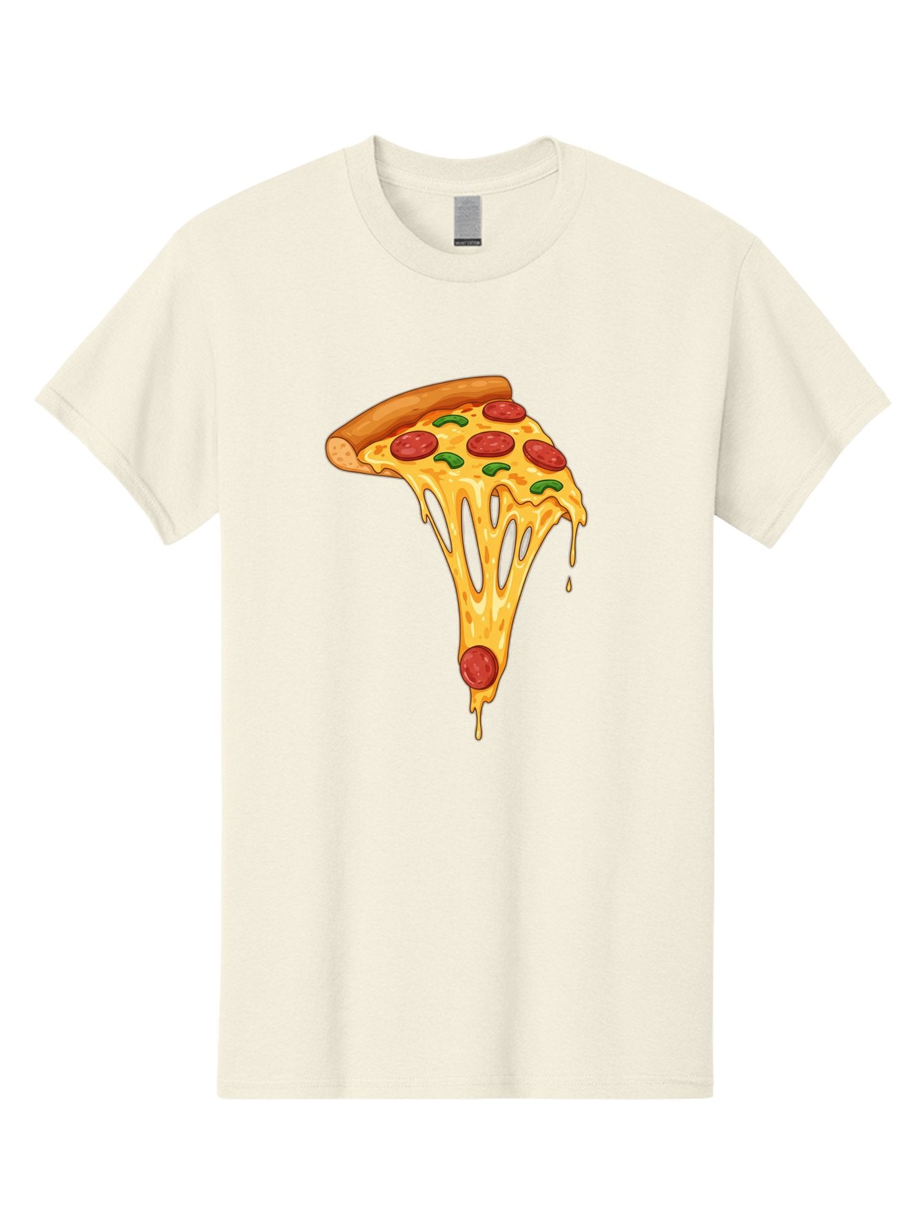 Pepperoni-Pizza-Slice-6 Men'S Graphic Tee, 100% Cotton, Comfortable Casual Summer Wear, Machine Washable, Pepperoni Pizza, Cheesy Goodness, Melted Cheese, Green Peppers, Savory Delight, Italian Cuisine, Foodie Favorite, Pizza Love, Bac238 7