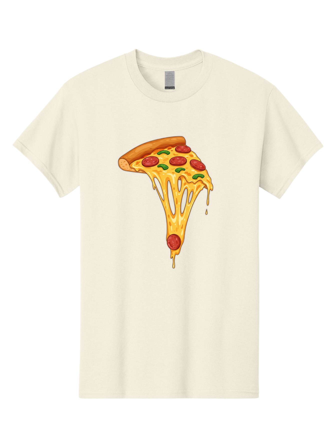 Pepperoni-Pizza-Slice-6 Men'S Graphic Tee, 100% Cotton, Comfortable Casual Summer Wear, Machine Washable, Pepperoni Pizza, Cheesy Goodness, Melted Cheese, Green Peppers, Savory Delight, Italian Cuisine, Foodie Favorite, Pizza Love, Bac238 13