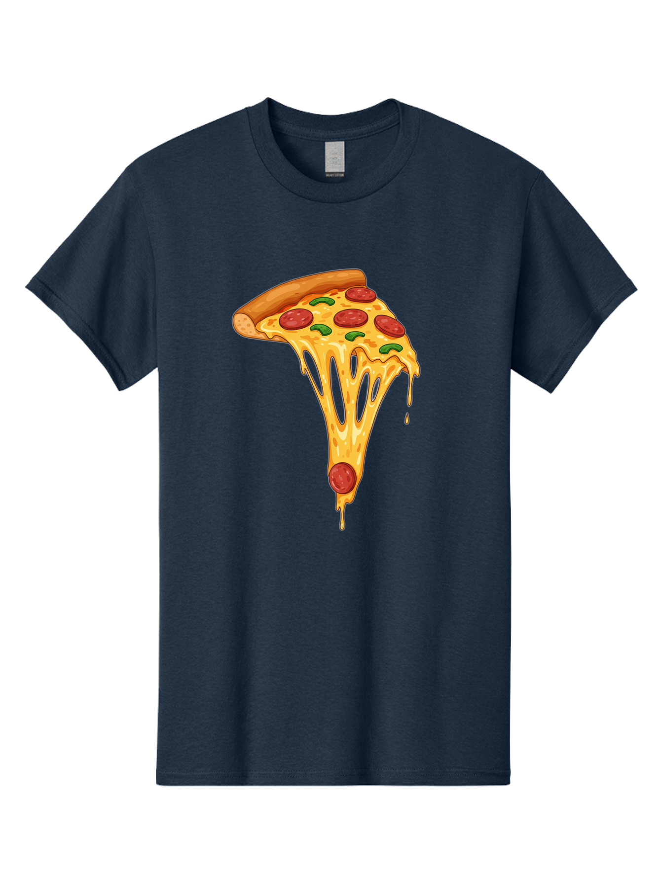 Pepperoni-Pizza-Slice-6 Men'S Graphic Tee, 100% Cotton, Comfortable Casual Summer Wear, Machine Washable, Pepperoni Pizza, Cheesy Goodness, Melted Cheese, Green Peppers, Savory Delight, Italian Cuisine, Foodie Favorite, Pizza Love, Bac238 3