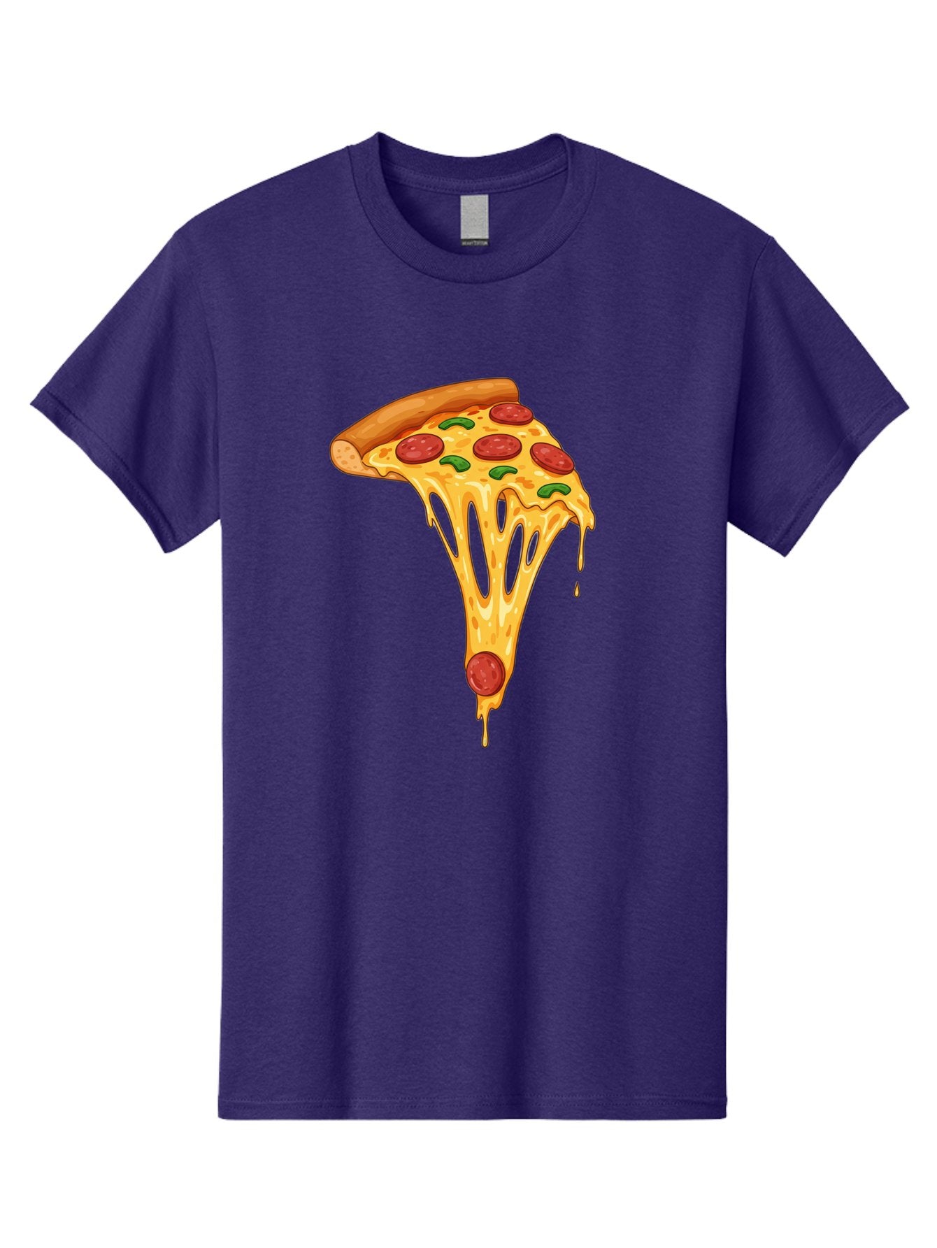 Pepperoni-Pizza-Slice-6 Men'S Graphic Tee, 100% Cotton, Comfortable Casual Summer Wear, Machine Washable, Pepperoni Pizza, Cheesy Goodness, Melted Cheese, Green Peppers, Savory Delight, Italian Cuisine, Foodie Favorite, Pizza Love, Bac238 11