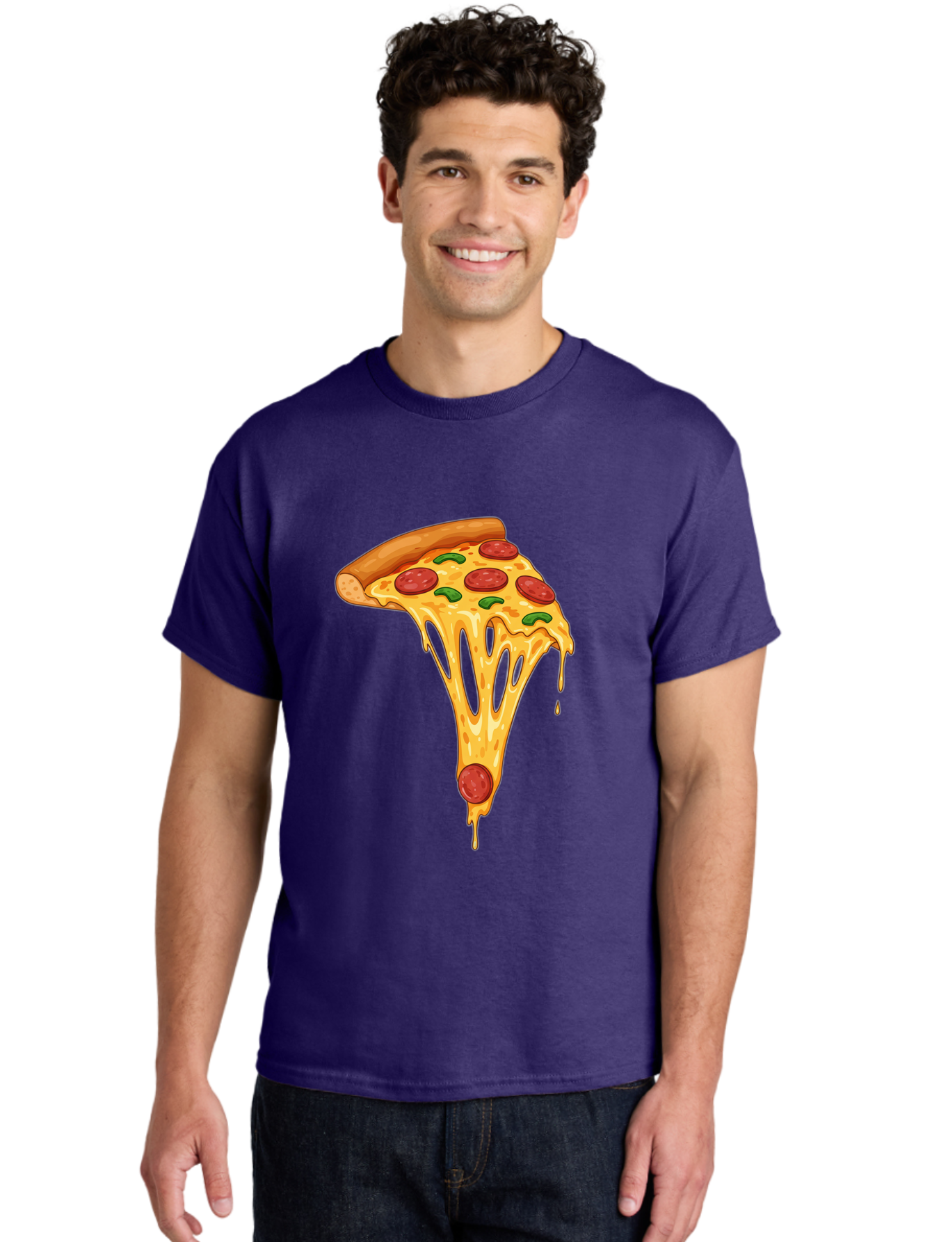 Pepperoni-Pizza-Slice-6 Men'S Graphic Tee, 100% Cotton, Comfortable Casual Summer Wear, Machine Washable, Pepperoni Pizza, Cheesy Goodness, Melted Cheese, Green Peppers, Savory Delight, Italian Cuisine, Foodie Favorite, Pizza Love, Bac238 19