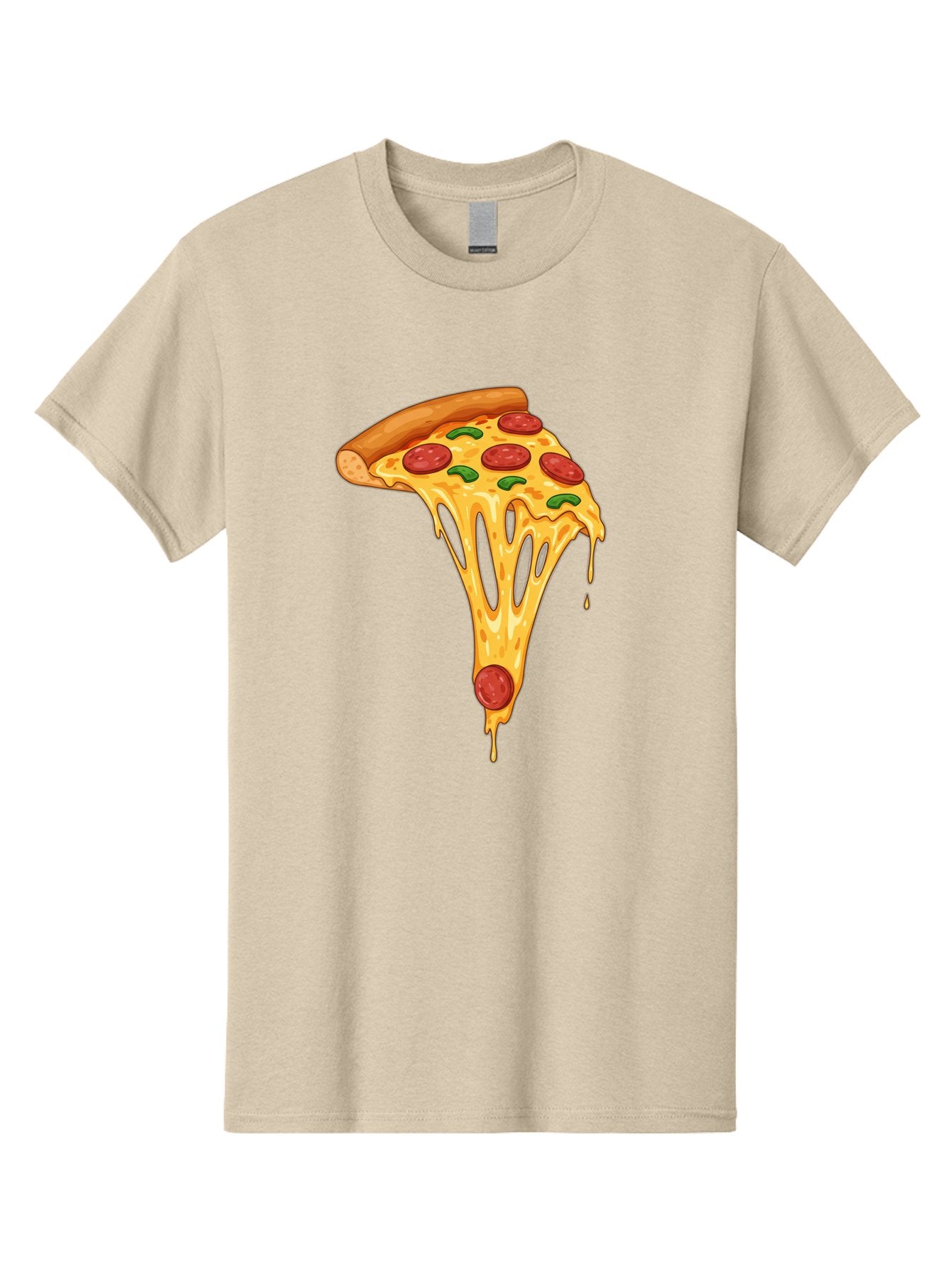 Pepperoni-Pizza-Slice-6 Men'S Graphic Tee, 100% Cotton, Comfortable Casual Summer Wear, Machine Washable, Pepperoni Pizza, Cheesy Goodness, Melted Cheese, Green Peppers, Savory Delight, Italian Cuisine, Foodie Favorite, Pizza Love, Bac238 6