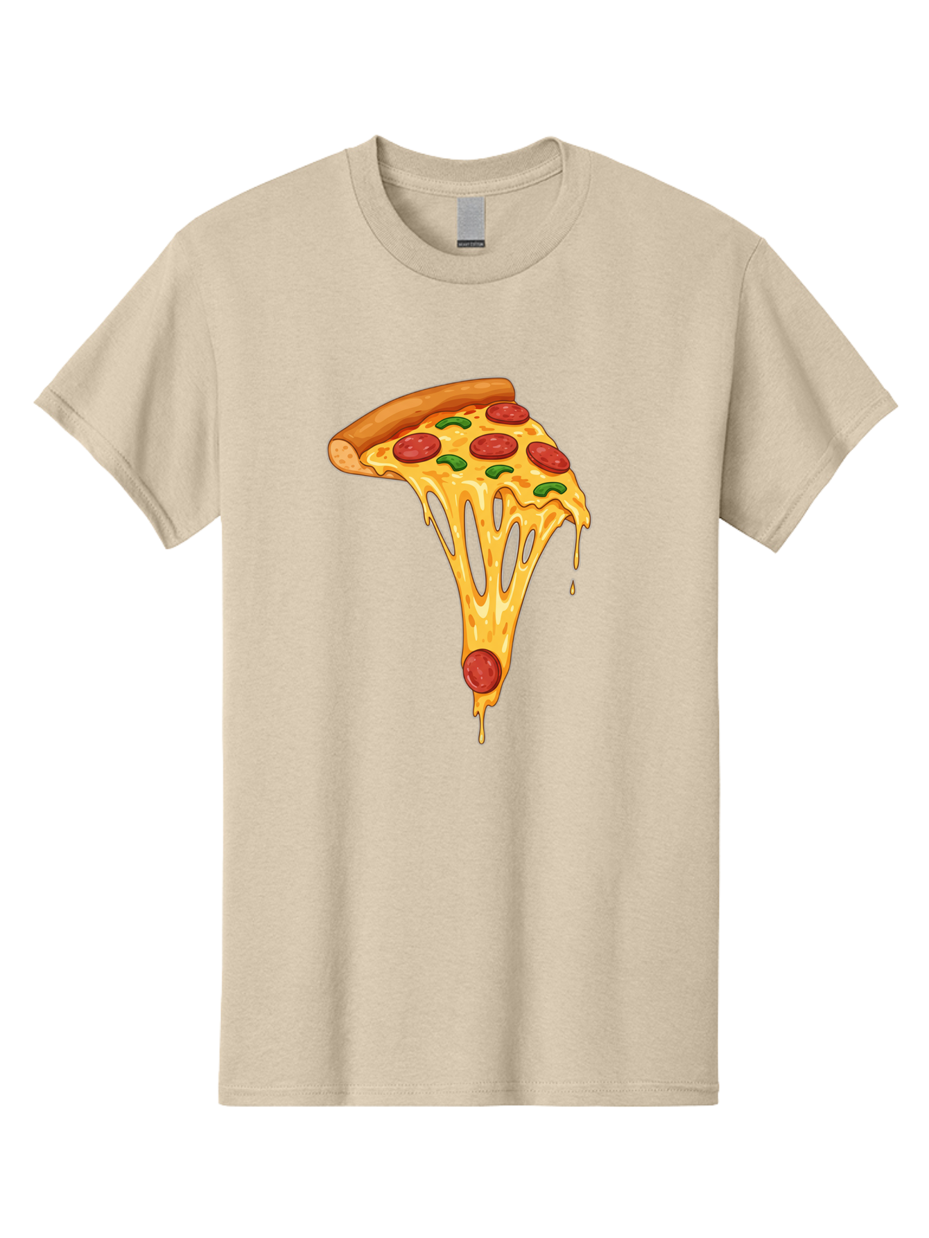 Pepperoni-Pizza-Slice-6 Men'S Graphic Tee, 100% Cotton, Comfortable Casual Summer Wear, Machine Washable, Pepperoni Pizza, Cheesy Goodness, Melted Cheese, Green Peppers, Savory Delight, Italian Cuisine, Foodie Favorite, Pizza Love, Bac238 7