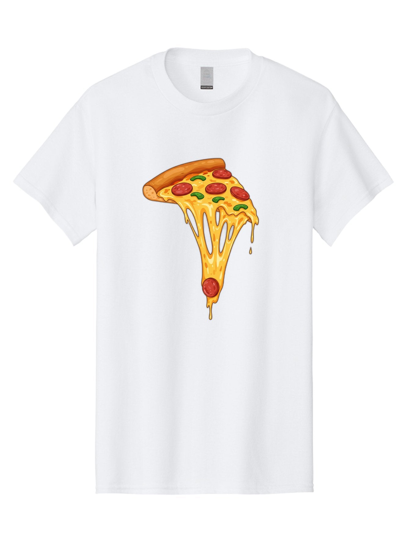 Pepperoni-Pizza-Slice-6 Men'S Graphic Tee, 100% Cotton, Comfortable Casual Summer Wear, Machine Washable, Pepperoni Pizza, Cheesy Goodness, Melted Cheese, Green Peppers, Savory Delight, Italian Cuisine, Foodie Favorite, Pizza Love, Bac238 8