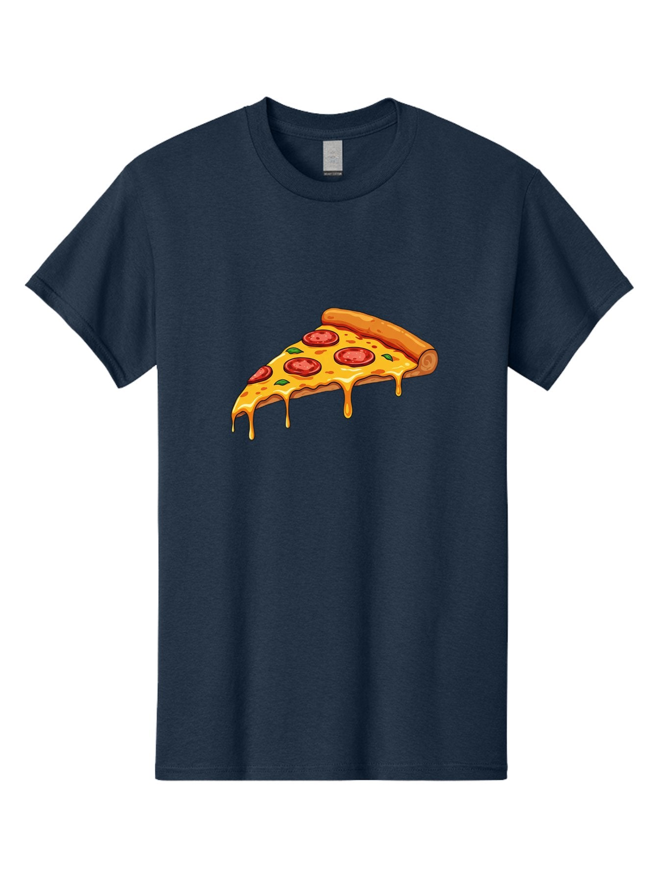 Pepperoni-Pizza-Slice-7 Men'S Graphic Tee, 100% Cotton, Comfortable Casual Summer Wear, Machine Washable, Pepperoni Pizza Slice, Melted Cheese, Green Peppers, Red Pepperoni, Pizza Goodness, Cheesy Delight, Savory Treat, Foodie Favorite, Bac239
