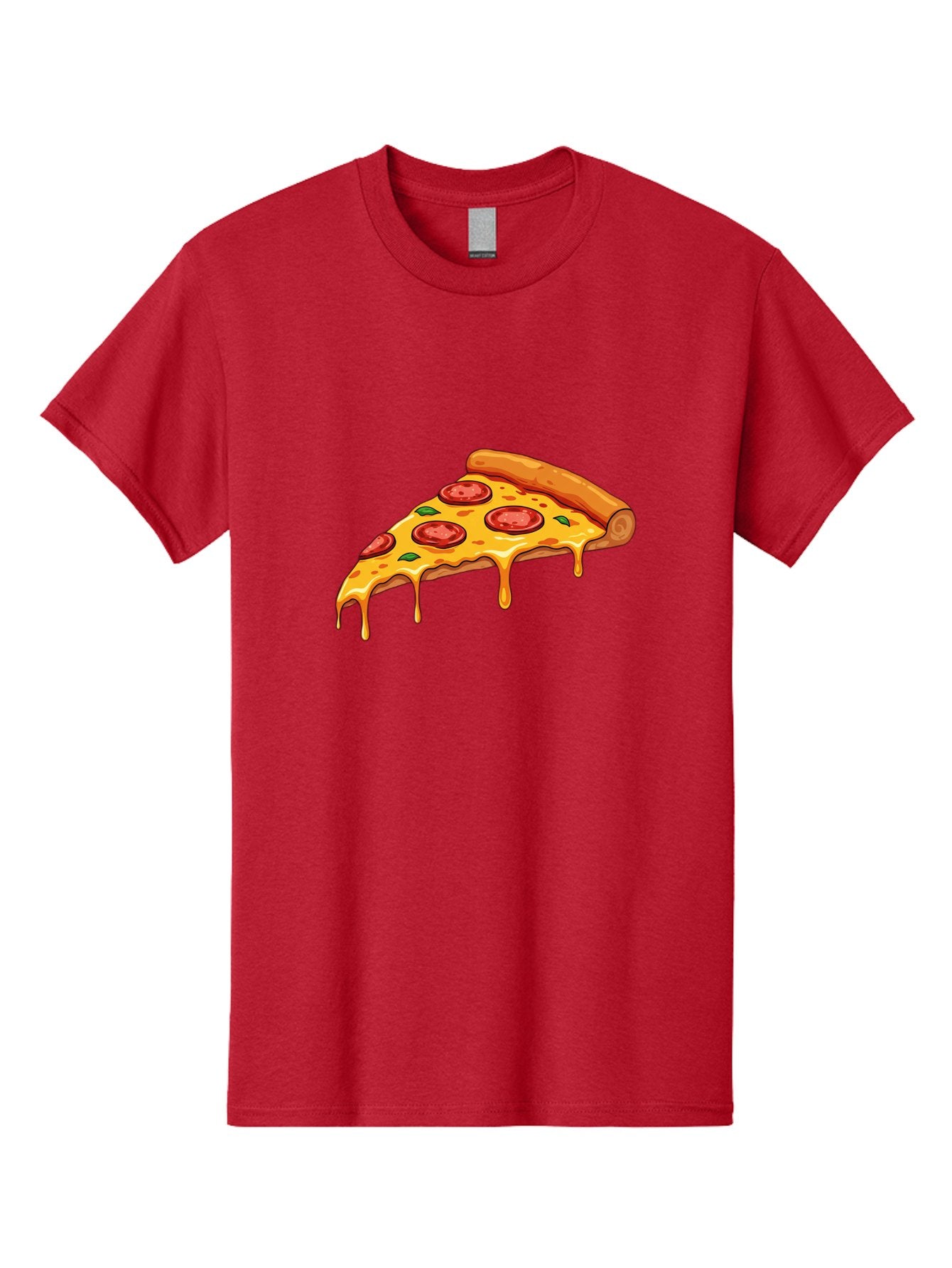 Pepperoni-Pizza-Slice-7 Men'S Graphic Tee, 100% Cotton, Comfortable Casual Summer Wear, Machine Washable, Pepperoni Pizza Slice, Melted Cheese, Green Peppers, Red Pepperoni, Pizza Goodness, Cheesy Delight, Savory Treat, Foodie Favorite, Bac239 4