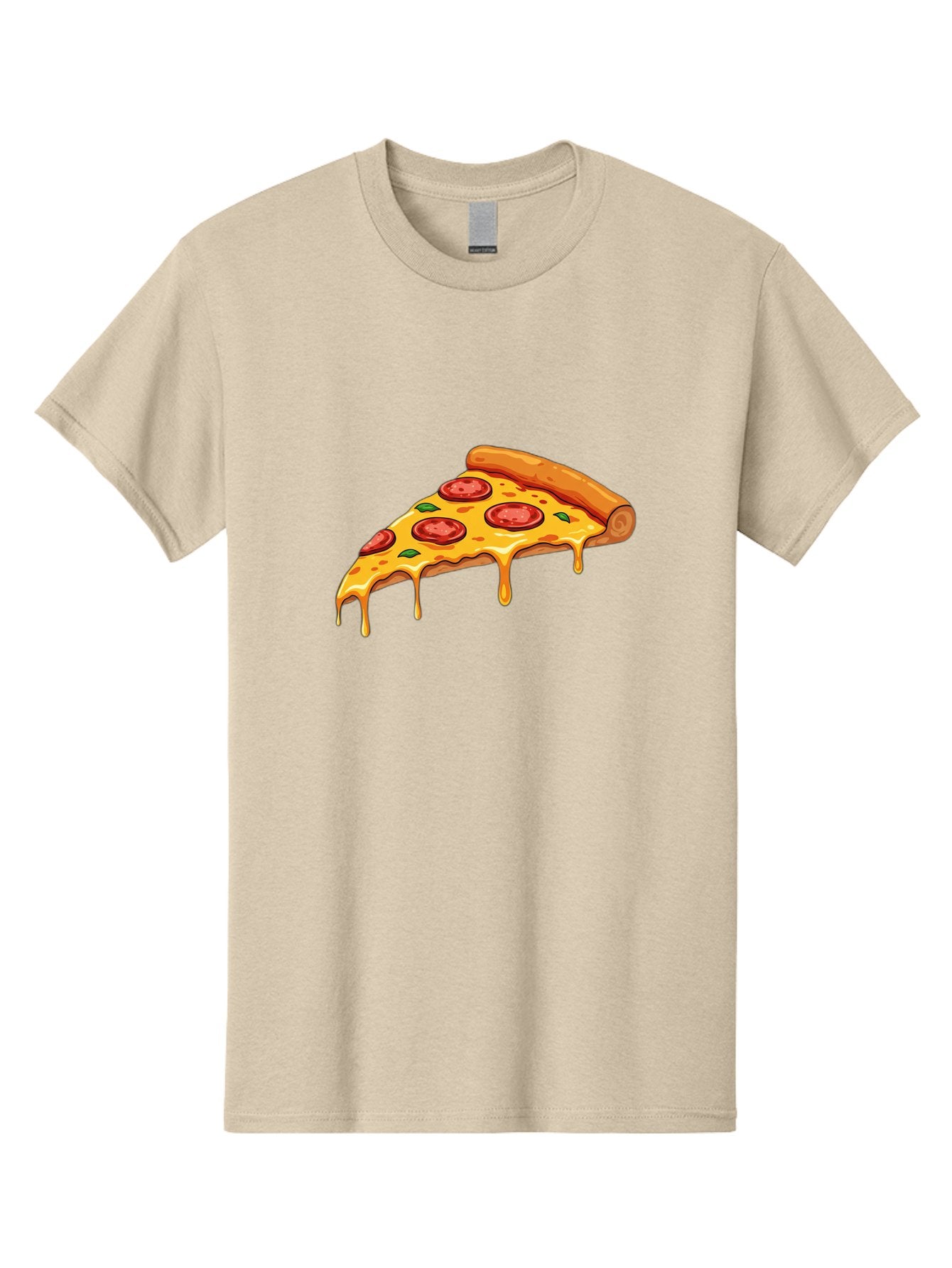 Pepperoni-Pizza-Slice-7 Men'S Graphic Tee, 100% Cotton, Comfortable Casual Summer Wear, Machine Washable, Pepperoni Pizza Slice, Melted Cheese, Green Peppers, Red Pepperoni, Pizza Goodness, Cheesy Delight, Savory Treat, Foodie Favorite, Bac239 3