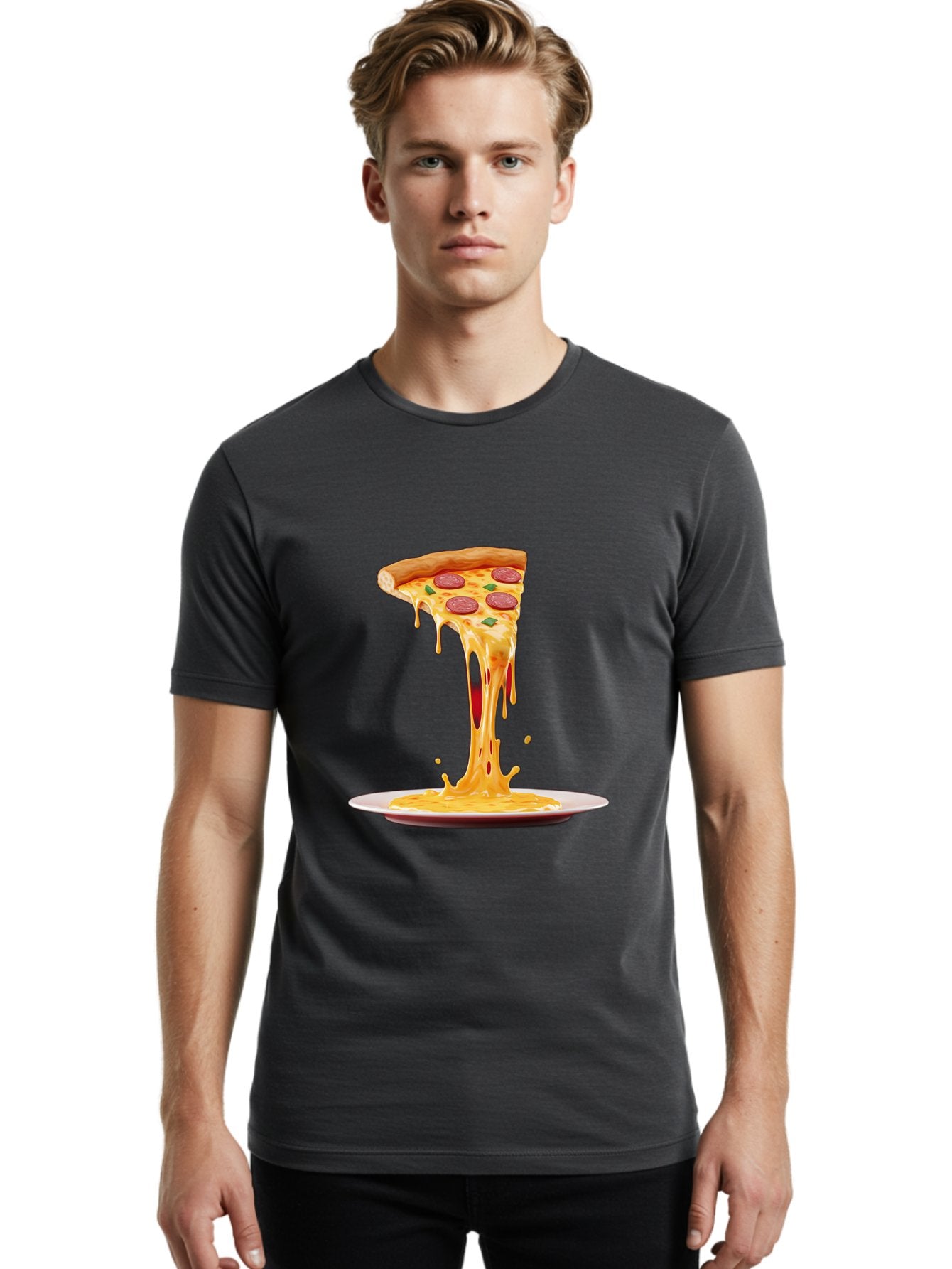 Pepperoni-Pizza-Slice-8 Men'S Graphic Tee, 100% Cotton, Comfortable Casual Summer Wear, Machine Washable, Cheesy Pizza Slice, Pepperoni Pizza, Melted Mozzarella, Cheesy Goodness, Pizza Toppings, Savory Delight, Italian Cuisine, Bac240 24