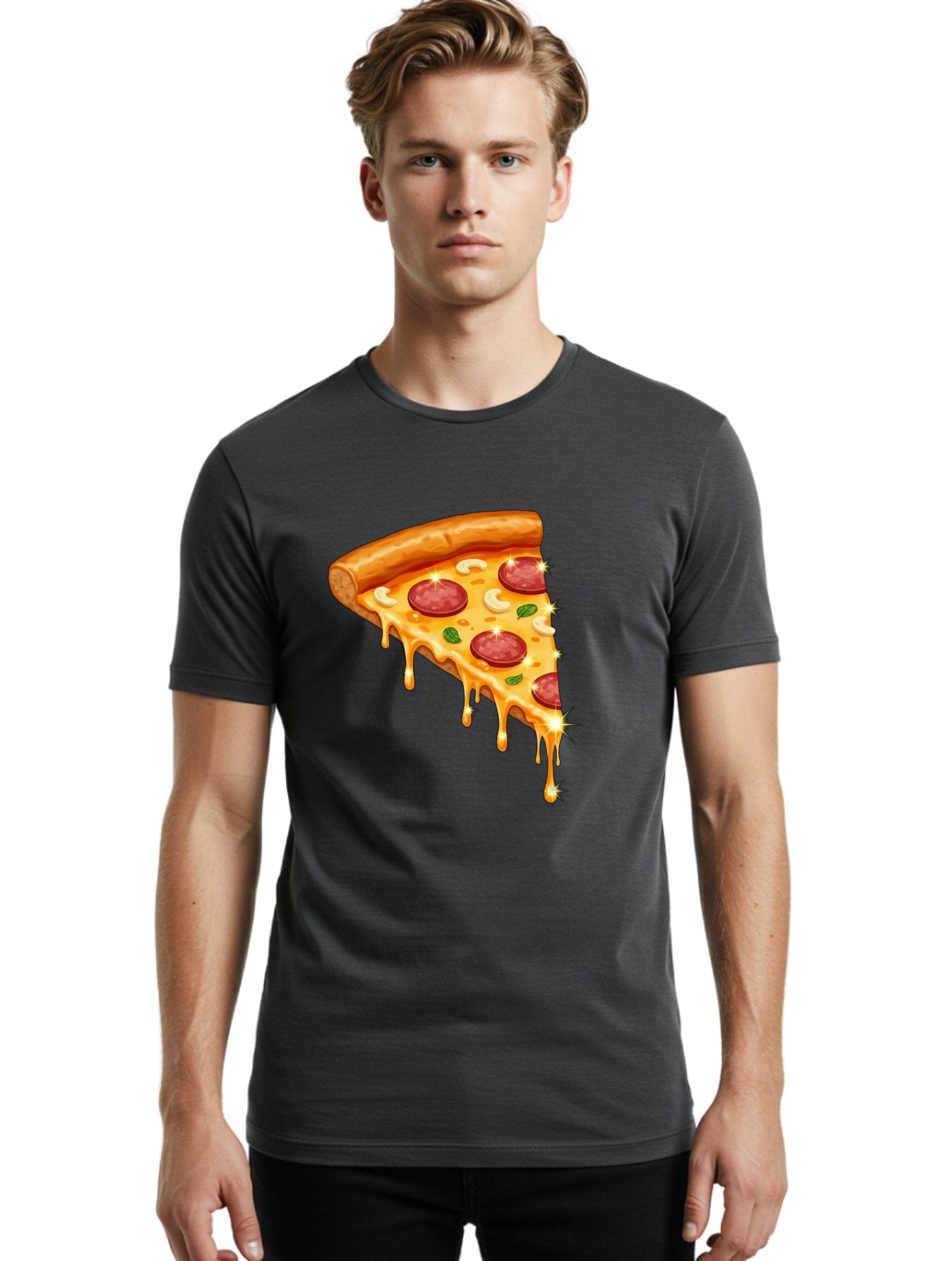 Pepperoni-Pizza-Slice-9 Men'S Graphic Tee, 100% Cotton, Comfortable Casual Summer Wear, Machine Washable, Pepperoni Pizza, Cheesy Goodness, Melted Cheese, Savory Toppings, Italian Cuisine, Pizza Slice, Foodie Delights, Gourmet Pizza Bac241 24