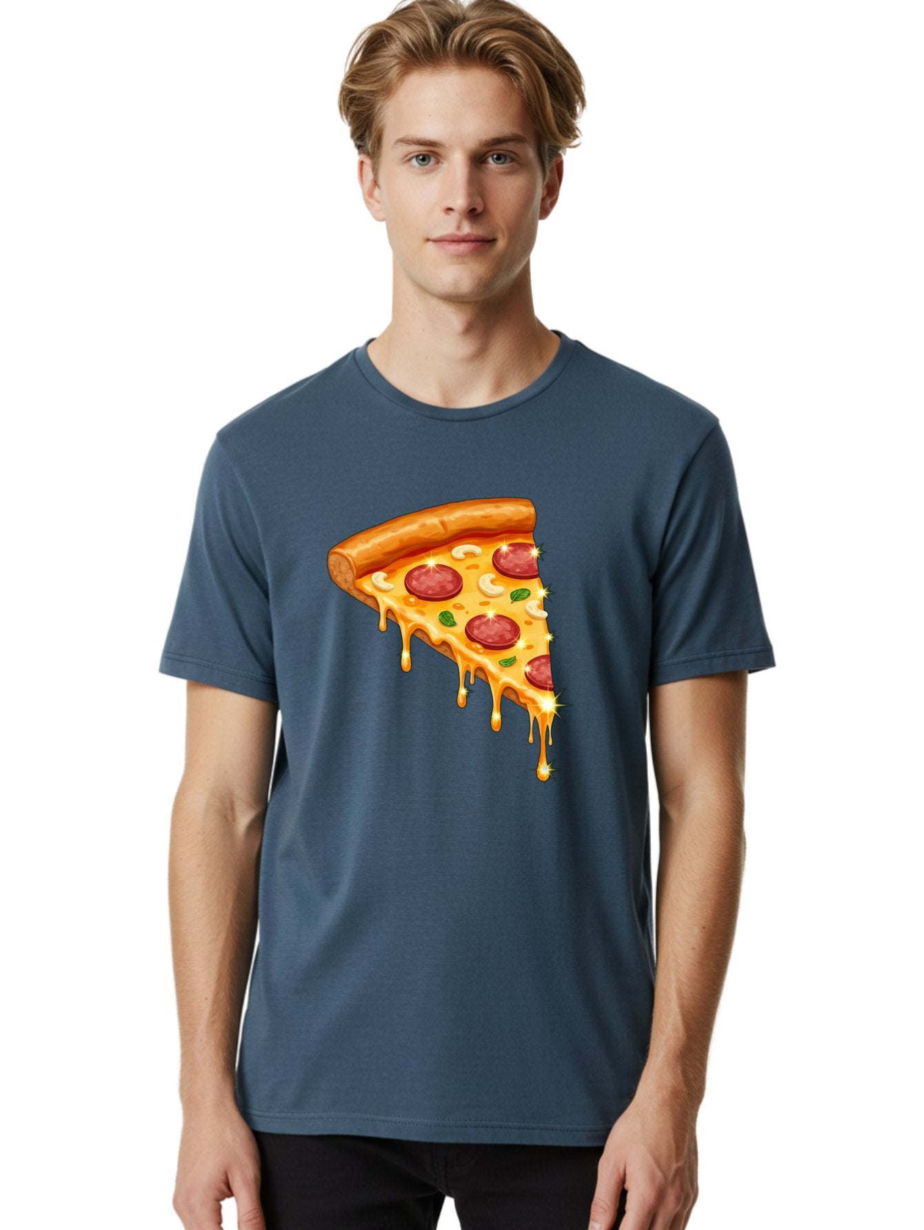 Pepperoni-Pizza-Slice-9 Men'S Graphic Tee, 100% Cotton, Comfortable Casual Summer Wear, Machine Washable, Pepperoni Pizza, Cheesy Goodness, Melted Cheese, Savory Toppings, Italian Cuisine, Pizza Slice, Foodie Delights, Gourmet Pizza Bac241 30