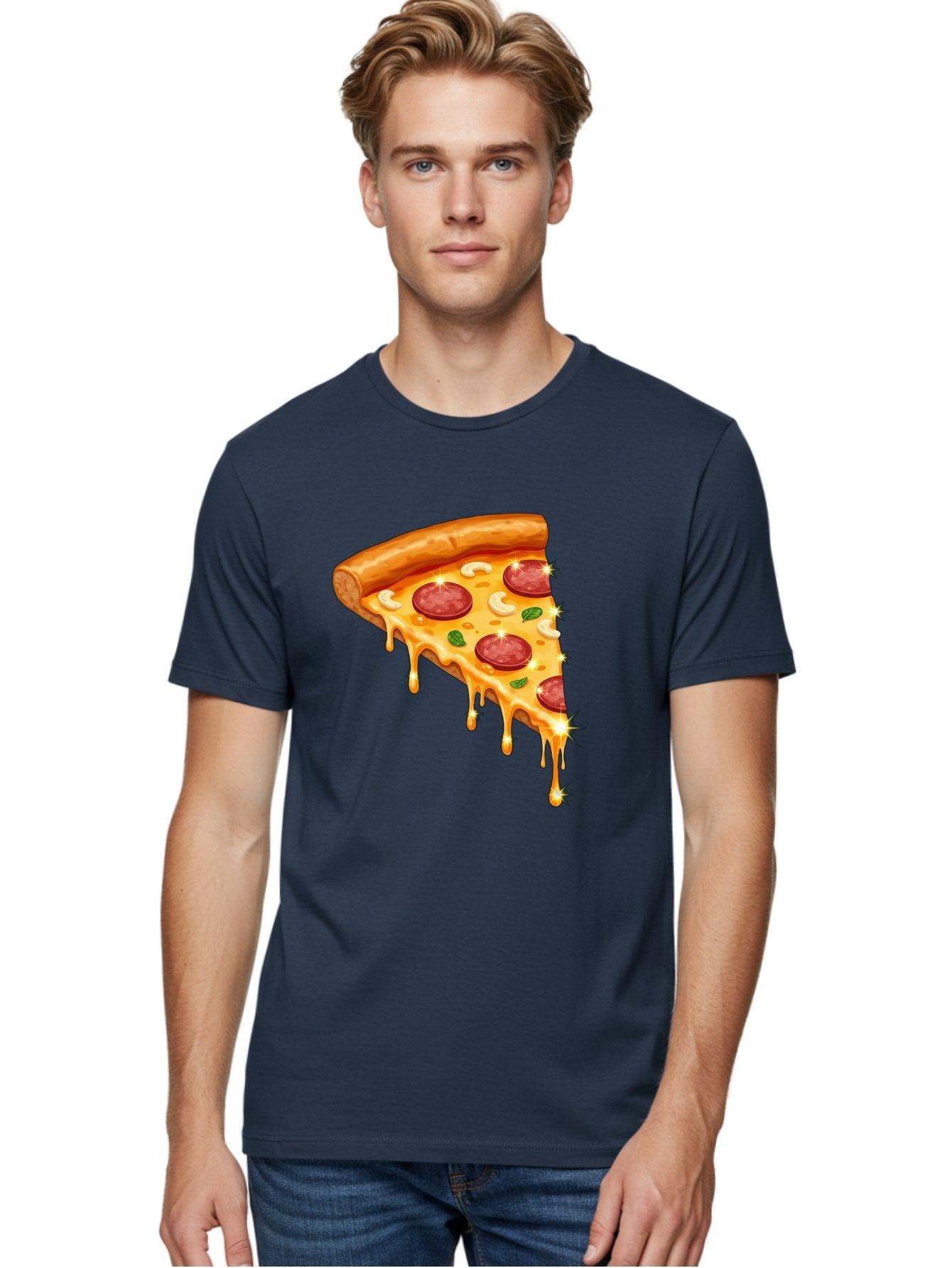Pepperoni-Pizza-Slice-9 Men'S Graphic Tee, 100% Cotton, Comfortable Casual Summer Wear, Machine Washable, Pepperoni Pizza, Cheesy Goodness, Melted Cheese, Savory Toppings, Italian Cuisine, Pizza Slice, Foodie Delights, Gourmet Pizza Bac241 25