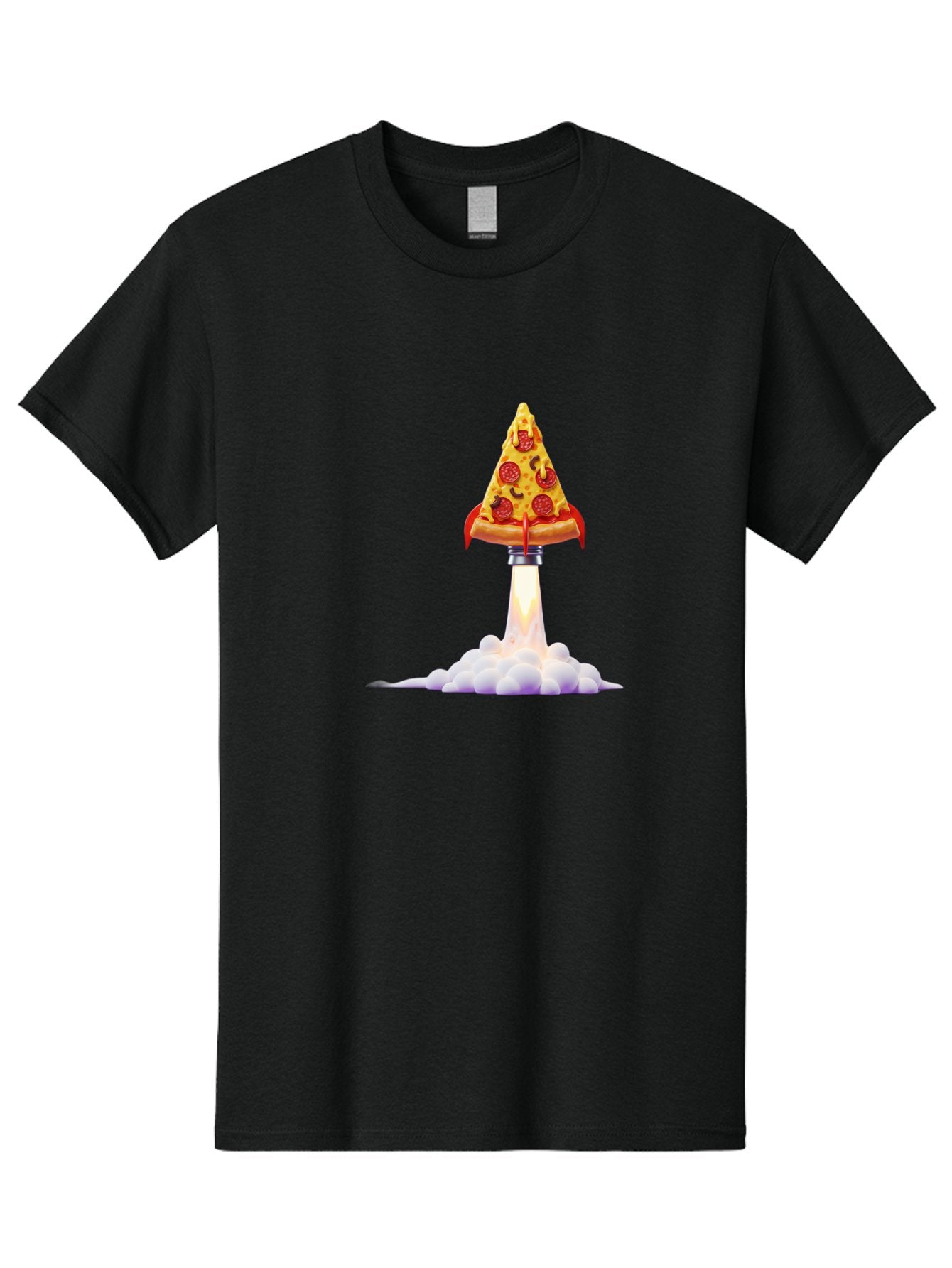 Pepperoni-Pizza-Slice-Rocket Men'S Graphic Tee, 100% Cotton, Comfortable Casual Summer Wear, Machine Washable, Pepperoni Pizza Slice, Rocket Launch, Food Art, Cartoon Style, Funny Illustration, Melted Cheese, Spicy Toppings, Creative Design Bac242 9
