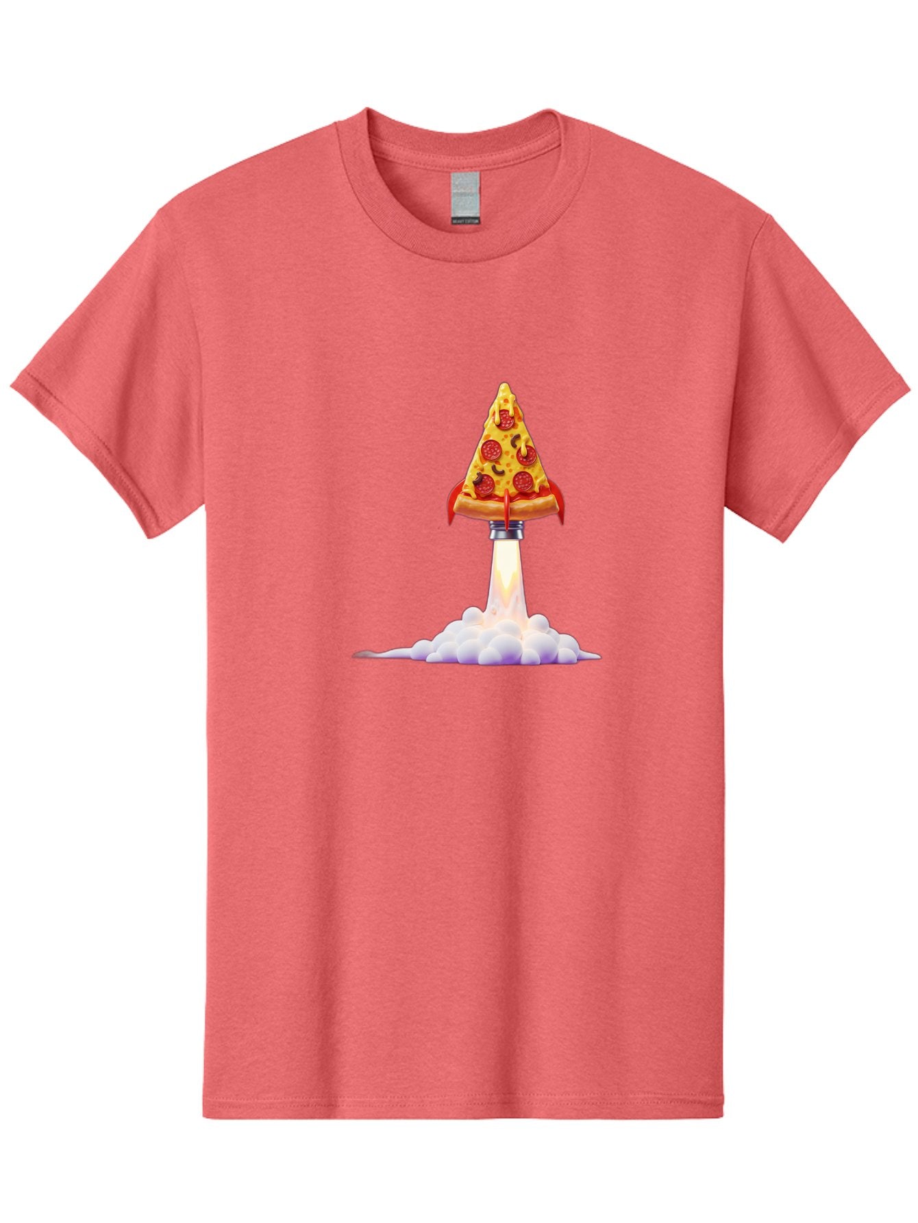 Pepperoni-Pizza-Slice-Rocket Men'S Graphic Tee, 100% Cotton, Comfortable Casual Summer Wear, Machine Washable, Pepperoni Pizza Slice, Rocket Launch, Food Art, Cartoon Style, Funny Illustration, Melted Cheese, Spicy Toppings, Creative Design Bac242 11