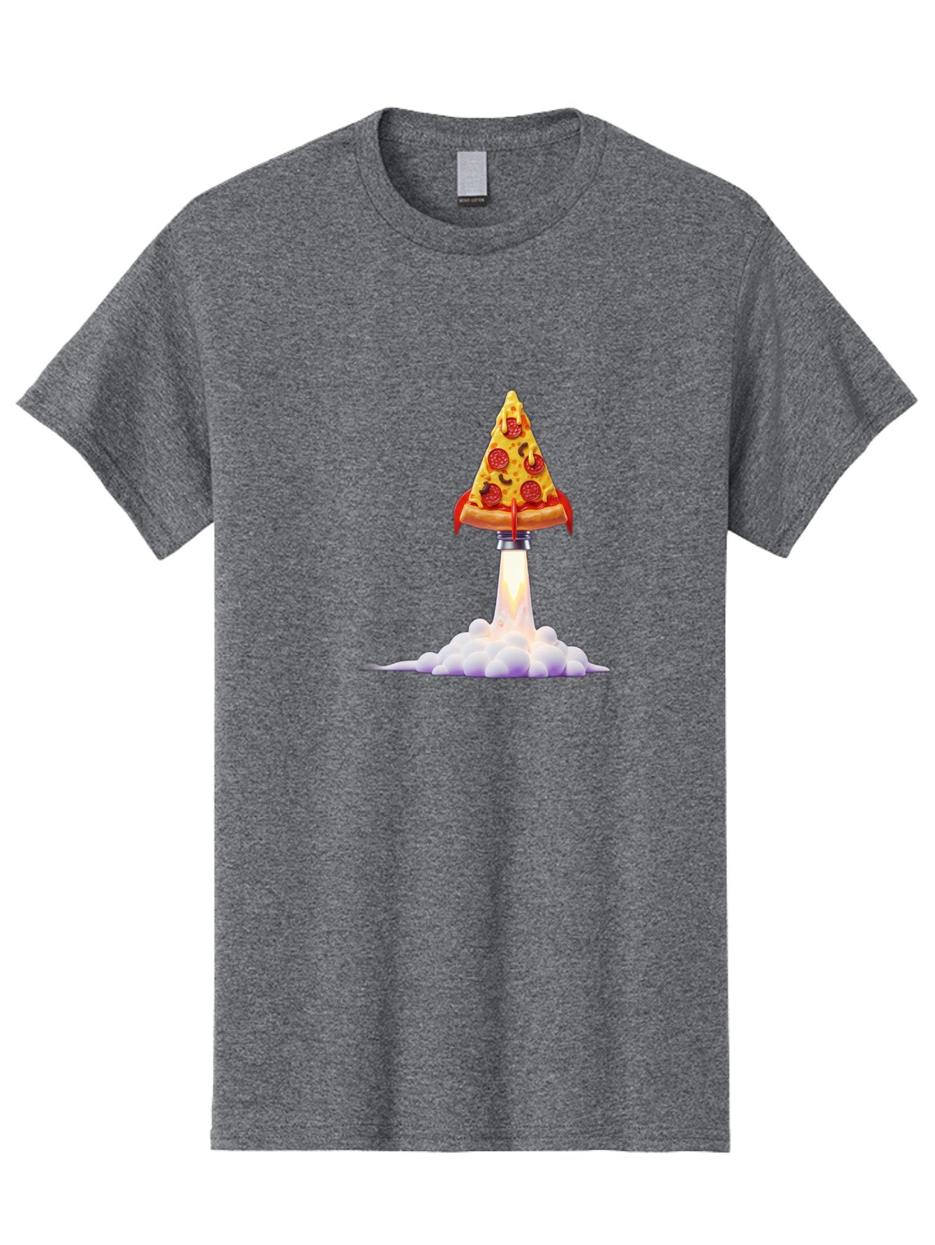 Pepperoni-Pizza-Slice-Rocket Men'S Graphic Tee, 100% Cotton, Comfortable Casual Summer Wear, Machine Washable, Pepperoni Pizza Slice, Rocket Launch, Food Art, Cartoon Style, Funny Illustration, Melted Cheese, Spicy Toppings, Creative Design Bac242