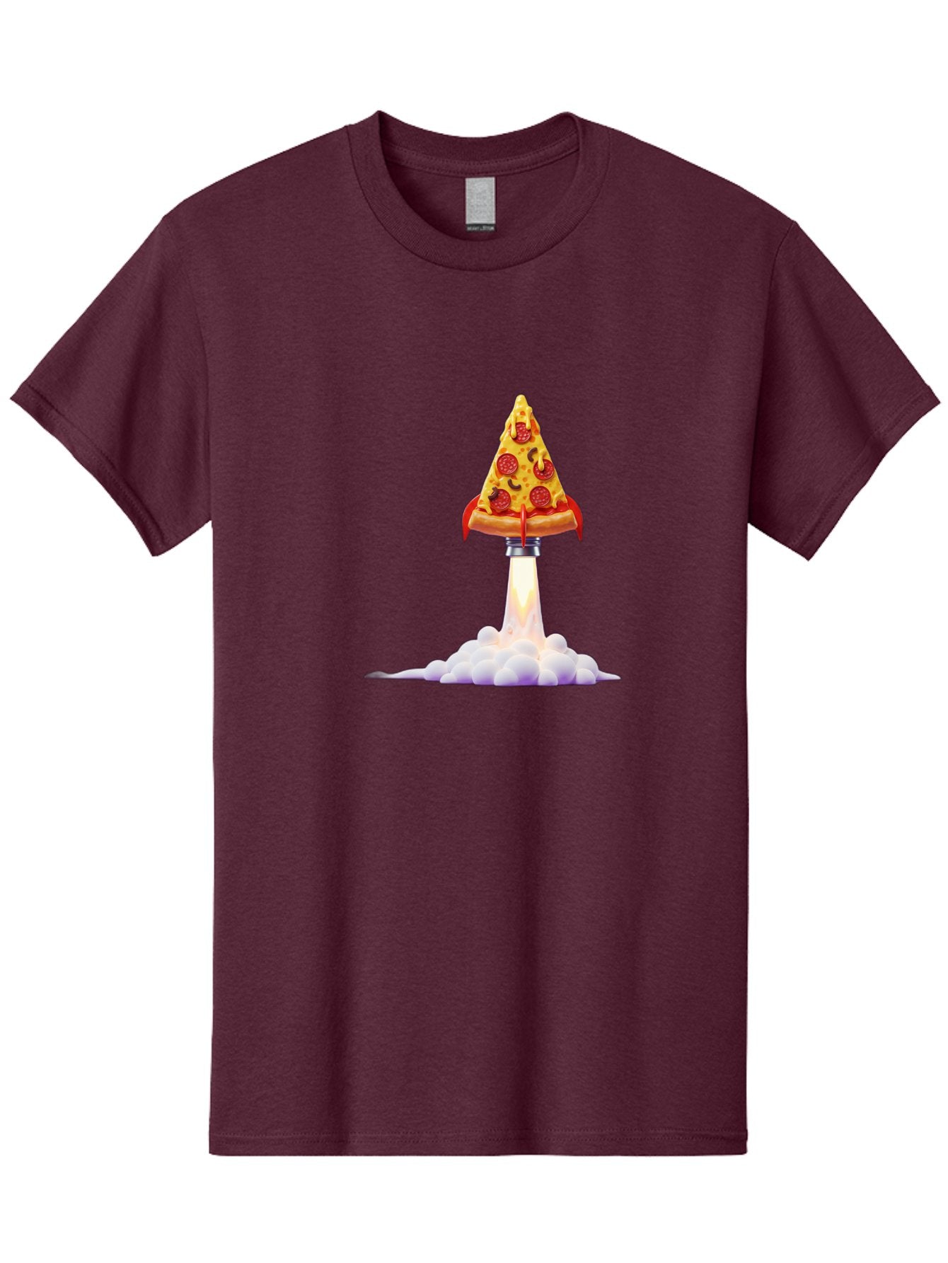 Pepperoni-Pizza-Slice-Rocket Men'S Graphic Tee, 100% Cotton, Comfortable Casual Summer Wear, Machine Washable, Pepperoni Pizza Slice, Rocket Launch, Food Art, Cartoon Style, Funny Illustration, Melted Cheese, Spicy Toppings, Creative Design Bac242