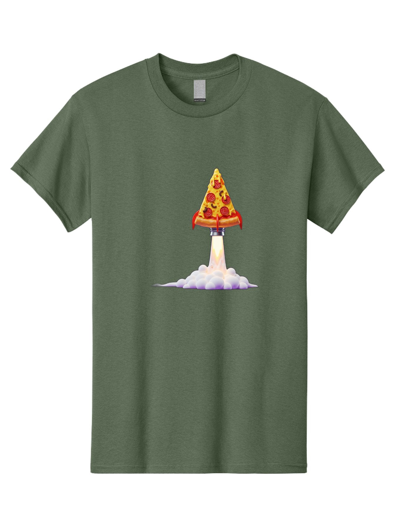 Pepperoni-Pizza-Slice-Rocket Men'S Graphic Tee, 100% Cotton, Comfortable Casual Summer Wear, Machine Washable, Pepperoni Pizza Slice, Rocket Launch, Food Art, Cartoon Style, Funny Illustration, Melted Cheese, Spicy Toppings, Creative Design Bac242 3
