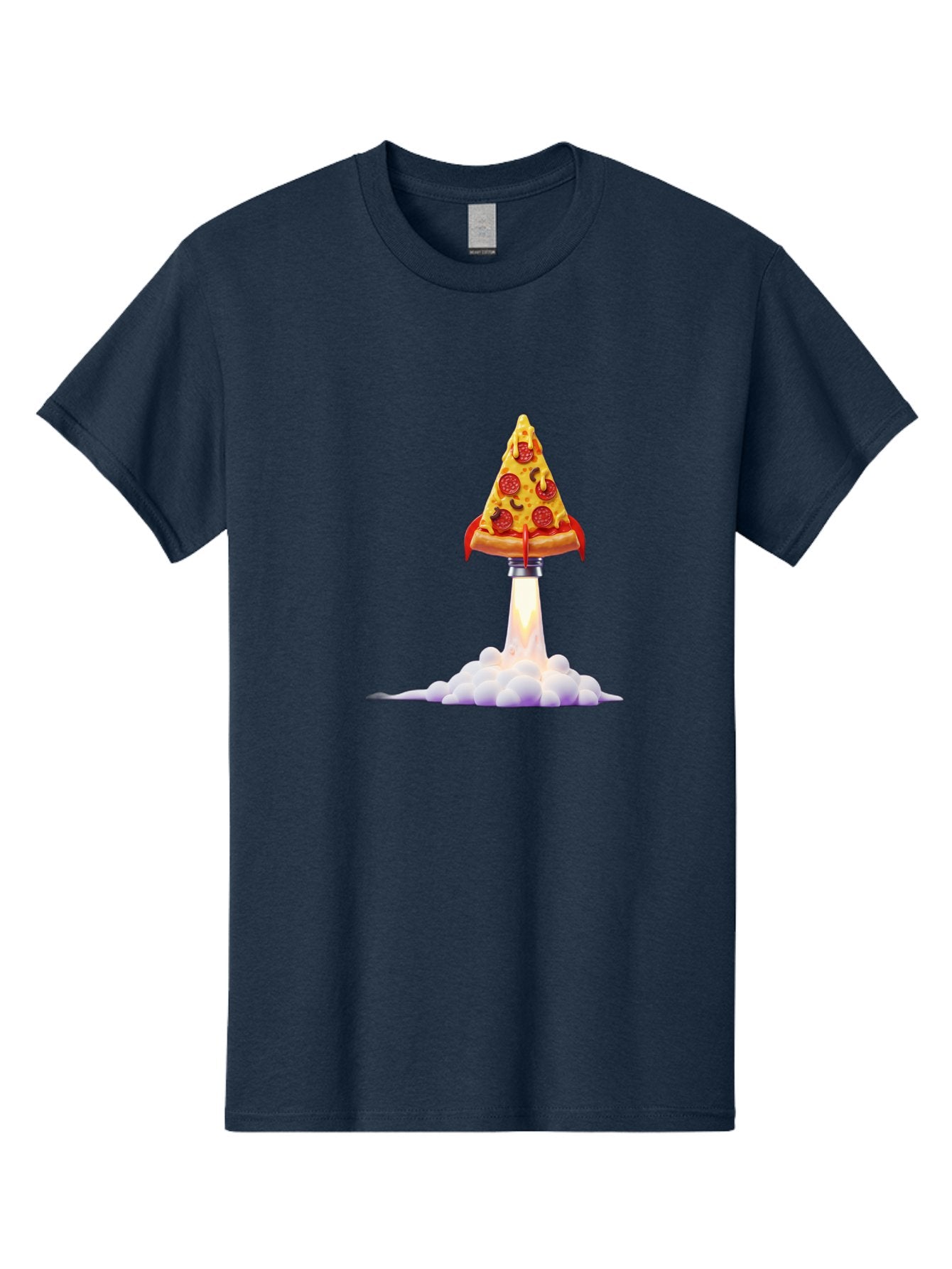 Pepperoni-Pizza-Slice-Rocket Men'S Graphic Tee, 100% Cotton, Comfortable Casual Summer Wear, Machine Washable, Pepperoni Pizza Slice, Rocket Launch, Food Art, Cartoon Style, Funny Illustration, Melted Cheese, Spicy Toppings, Creative Design Bac242 4