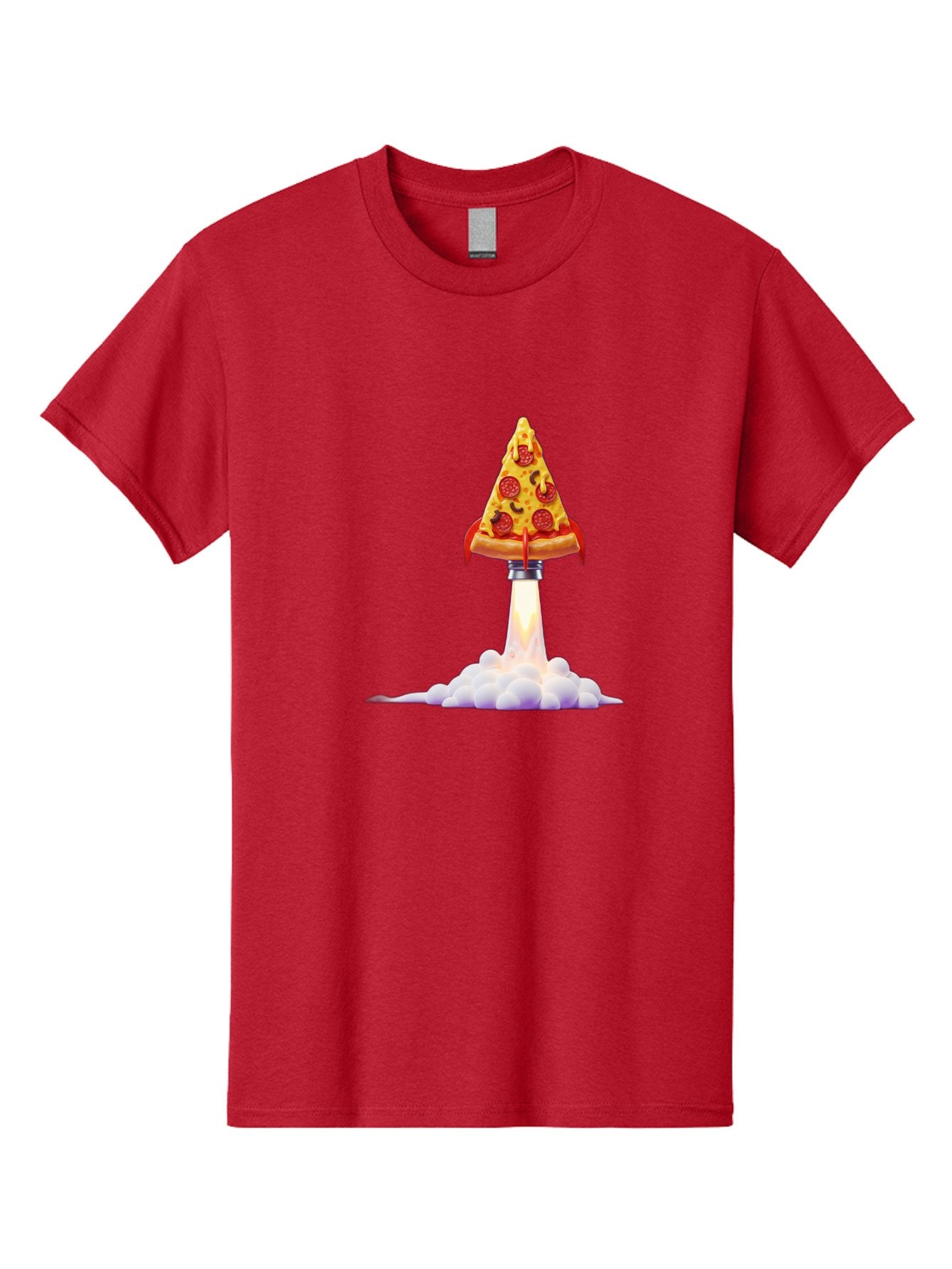 Pepperoni-Pizza-Slice-Rocket Men'S Graphic Tee, 100% Cotton, Comfortable Casual Summer Wear, Machine Washable, Pepperoni Pizza Slice, Rocket Launch, Food Art, Cartoon Style, Funny Illustration, Melted Cheese, Spicy Toppings, Creative Design Bac242 5