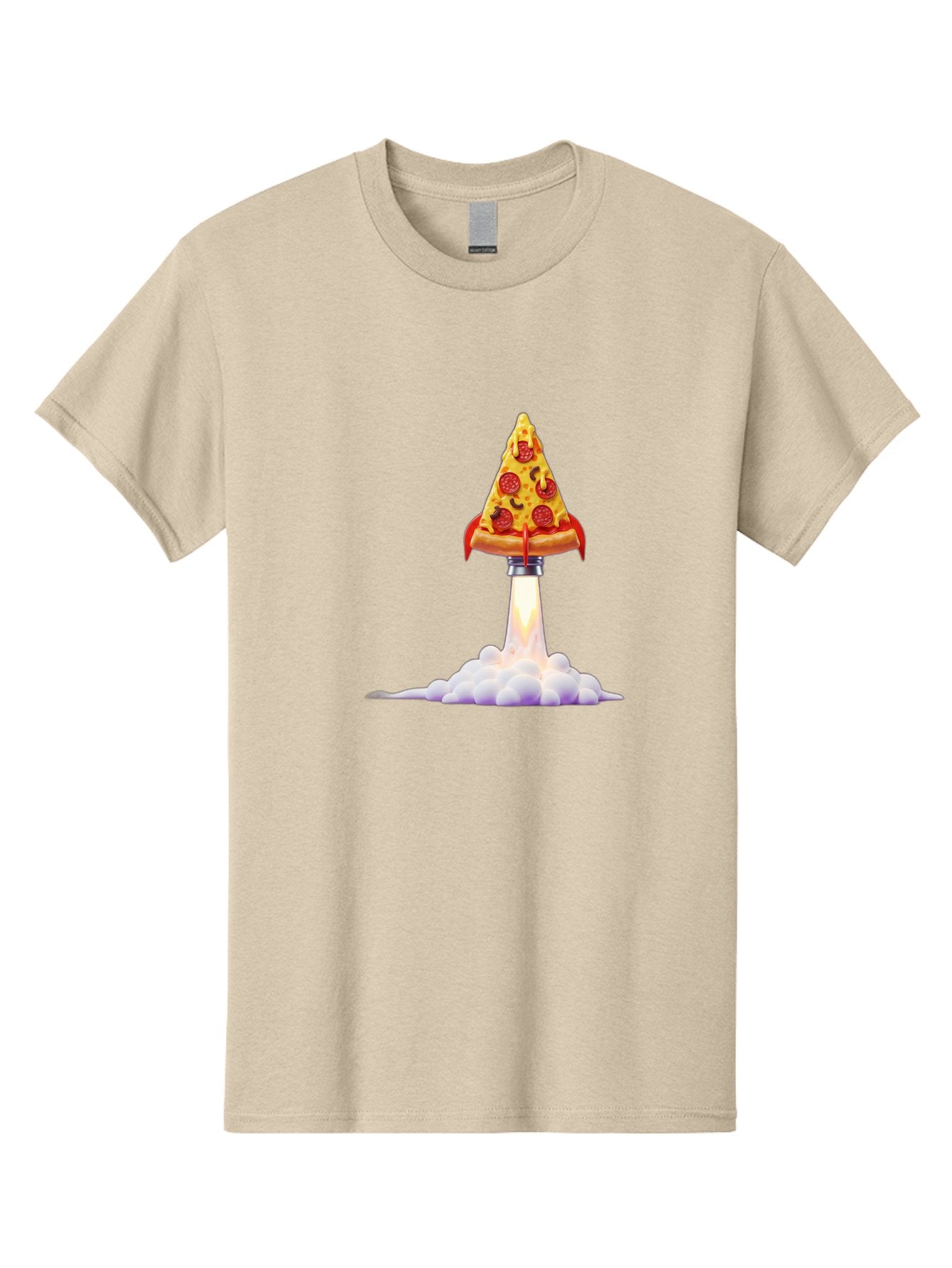 Pepperoni-Pizza-Slice-Rocket Men'S Graphic Tee, 100% Cotton, Comfortable Casual Summer Wear, Machine Washable, Pepperoni Pizza Slice, Rocket Launch, Food Art, Cartoon Style, Funny Illustration, Melted Cheese, Spicy Toppings, Creative Design Bac242 7