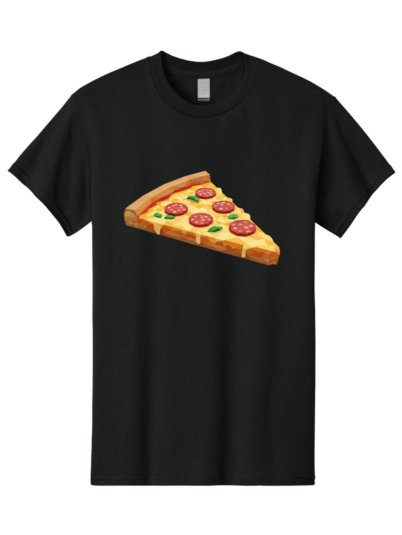 Pepperoni-Pizza-Slice Men'S Graphic Tee, 100% Cotton, Comfortable Casual Summer Wear, Machine Washable, Pepperoni Pizza, Melted Cheese, Green Basil Leaves, Pizza Slice, Cheesy Goodness, Savory Flavors, Food Illustration, Cartoon Style Bac243 6