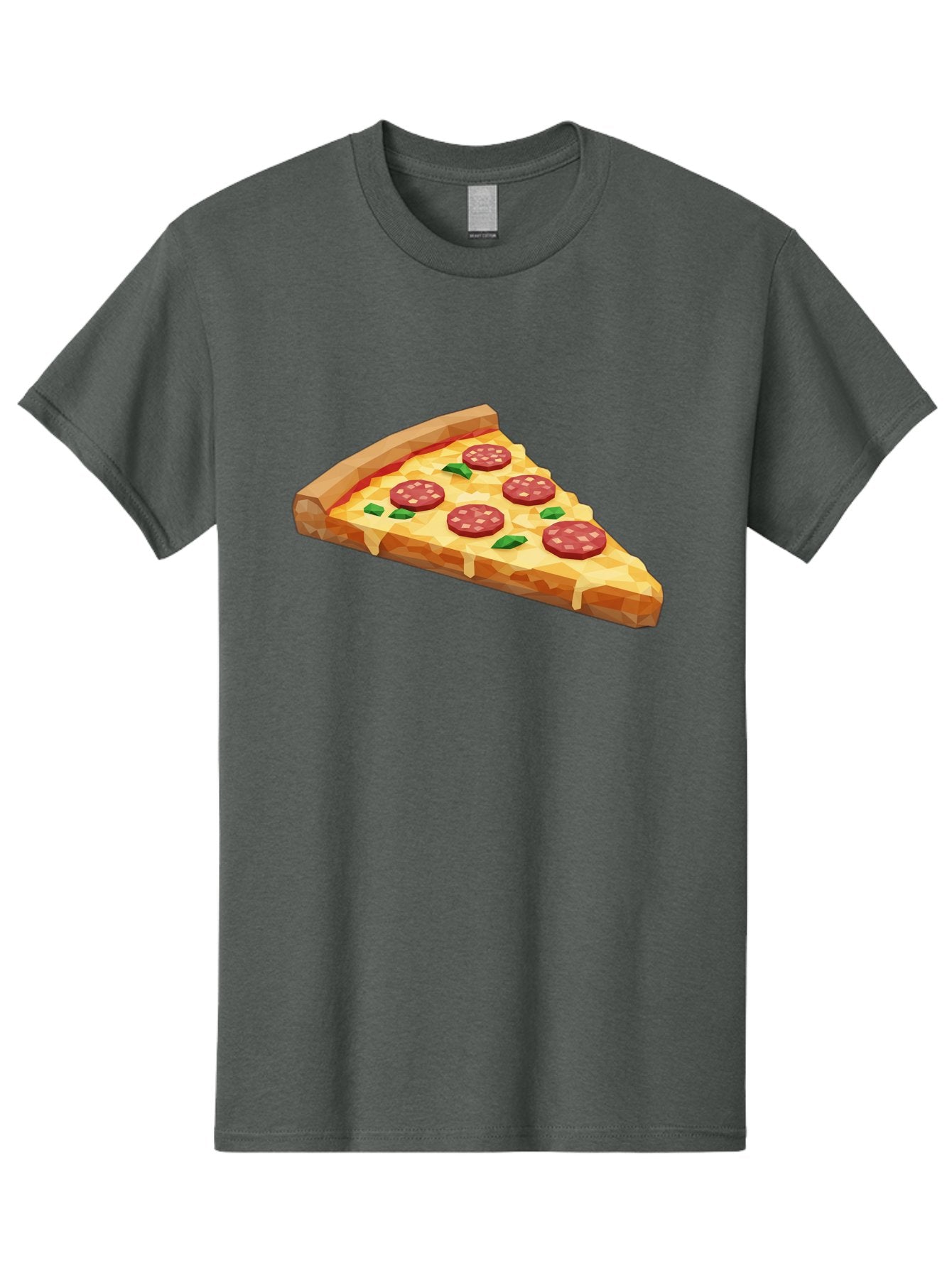 Pepperoni-Pizza-Slice Men'S Graphic Tee, 100% Cotton, Comfortable Casual Summer Wear, Machine Washable, Pepperoni Pizza, Melted Cheese, Green Basil Leaves, Pizza Slice, Cheesy Goodness, Savory Flavors, Food Illustration, Cartoon Style Bac243 7