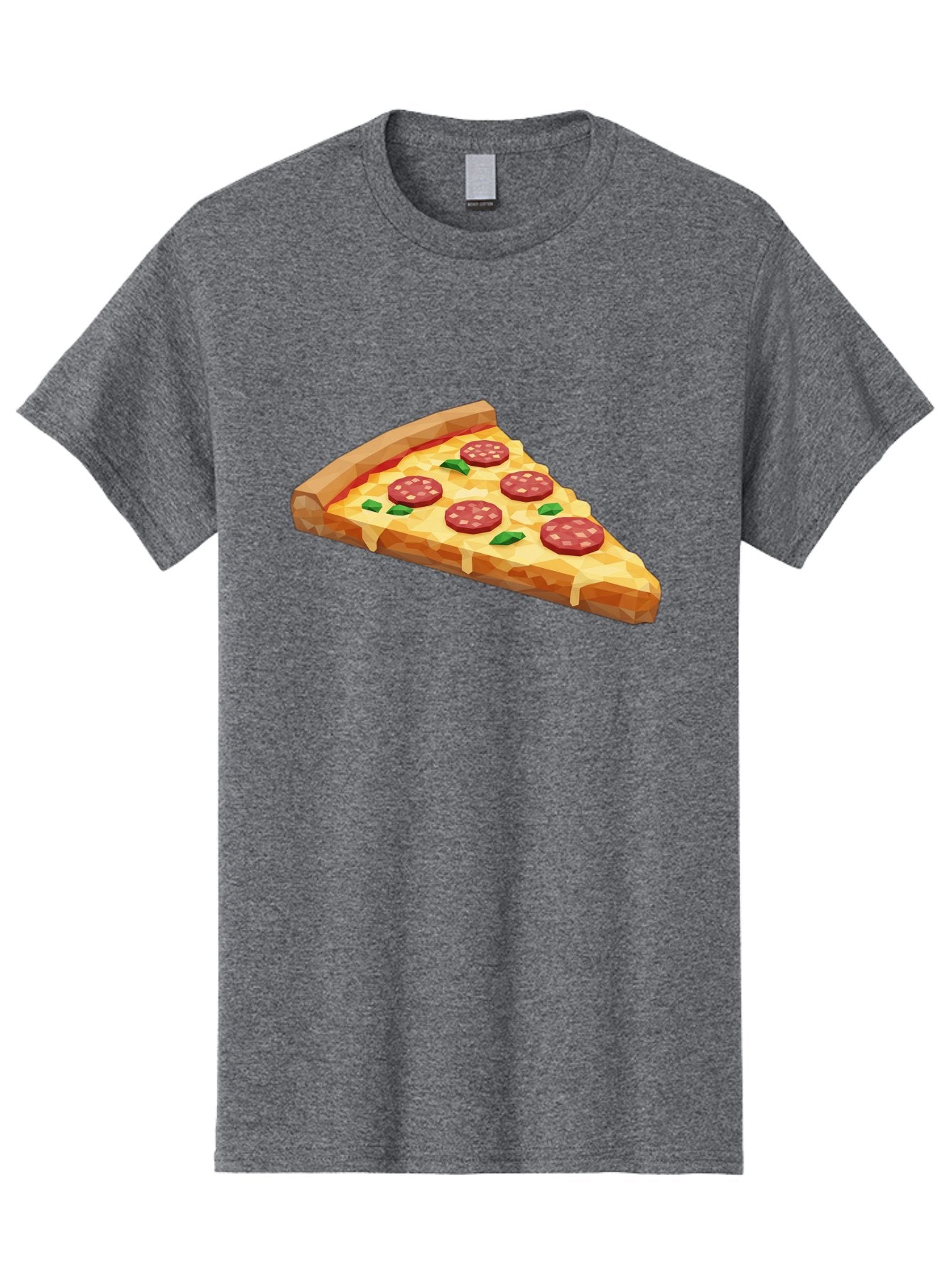 Pepperoni-Pizza-Slice Men'S Graphic Tee, 100% Cotton, Comfortable Casual Summer Wear, Machine Washable, Pepperoni Pizza, Melted Cheese, Green Basil Leaves, Pizza Slice, Cheesy Goodness, Savory Flavors, Food Illustration, Cartoon Style Bac243 15