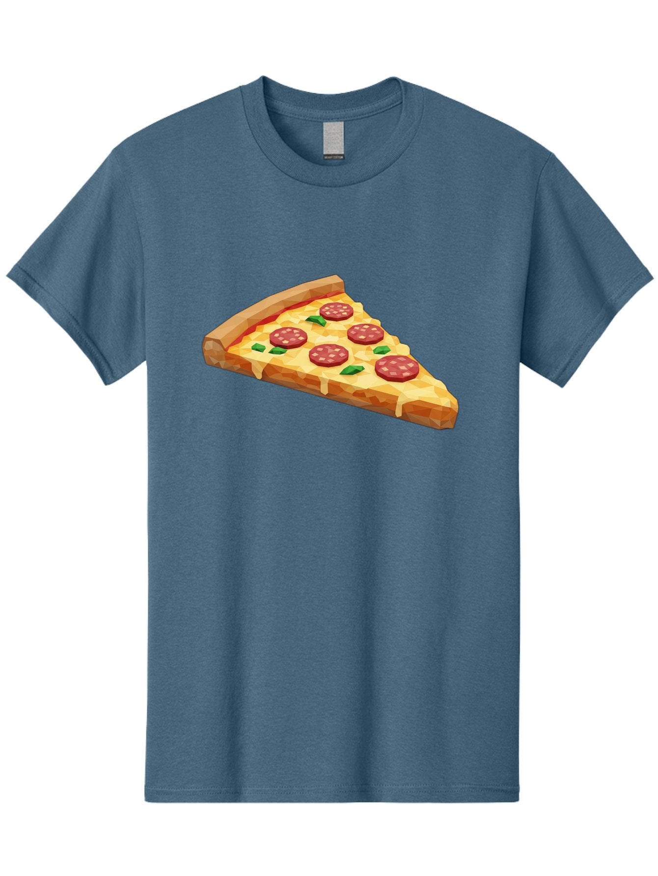 Pepperoni-Pizza-Slice Men'S Graphic Tee, 100% Cotton, Comfortable Casual Summer Wear, Machine Washable, Pepperoni Pizza, Melted Cheese, Green Basil Leaves, Pizza Slice, Cheesy Goodness, Savory Flavors, Food Illustration, Cartoon Style Bac243 3