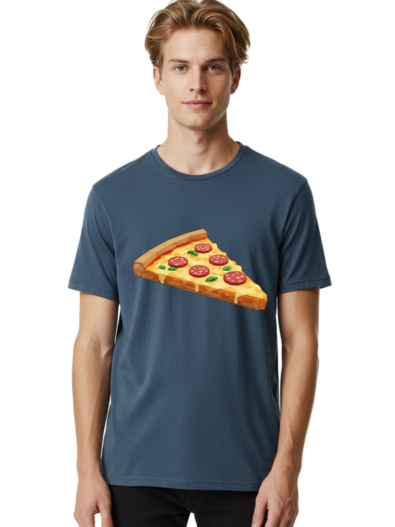 Pepperoni-Pizza-Slice Men'S Graphic Tee, 100% Cotton, Comfortable Casual Summer Wear, Machine Washable, Pepperoni Pizza, Melted Cheese, Green Basil Leaves, Pizza Slice, Cheesy Goodness, Savory Flavors, Food Illustration, Cartoon Style Bac243 22