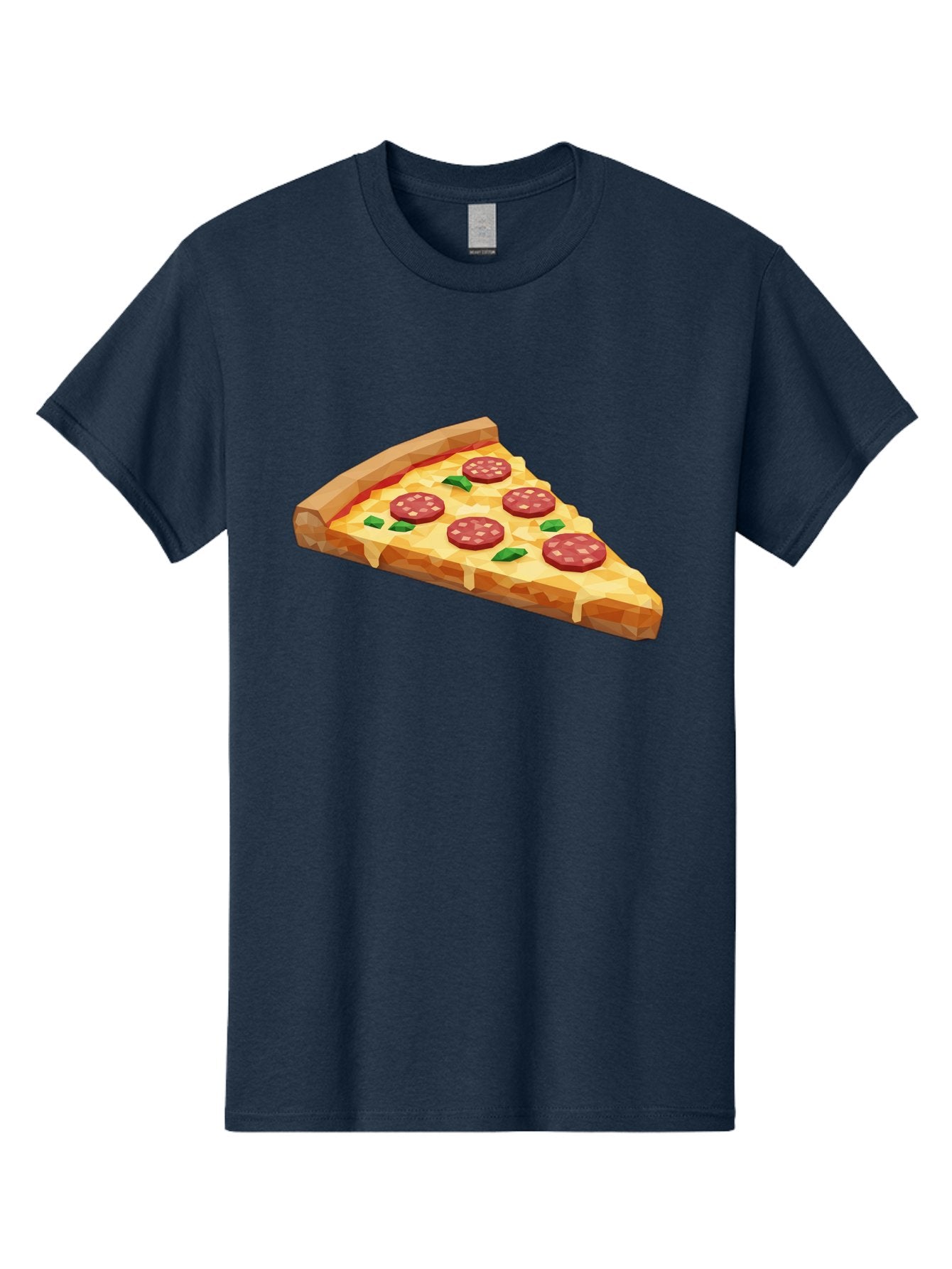 Pepperoni-Pizza-Slice Men'S Graphic Tee, 100% Cotton, Comfortable Casual Summer Wear, Machine Washable, Pepperoni Pizza, Melted Cheese, Green Basil Leaves, Pizza Slice, Cheesy Goodness, Savory Flavors, Food Illustration, Cartoon Style Bac243 5