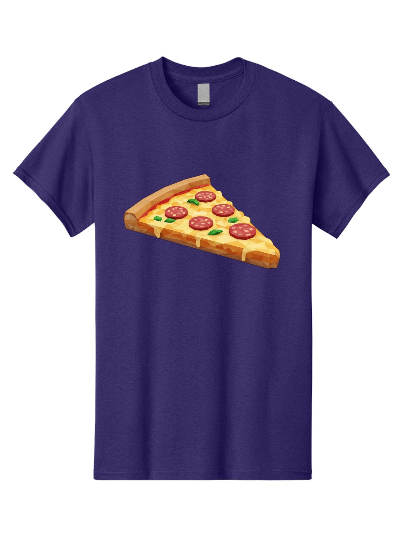 Pepperoni-Pizza-Slice Men'S Graphic Tee, 100% Cotton, Comfortable Casual Summer Wear, Machine Washable, Pepperoni Pizza, Melted Cheese, Green Basil Leaves, Pizza Slice, Cheesy Goodness, Savory Flavors, Food Illustration, Cartoon Style Bac243 4