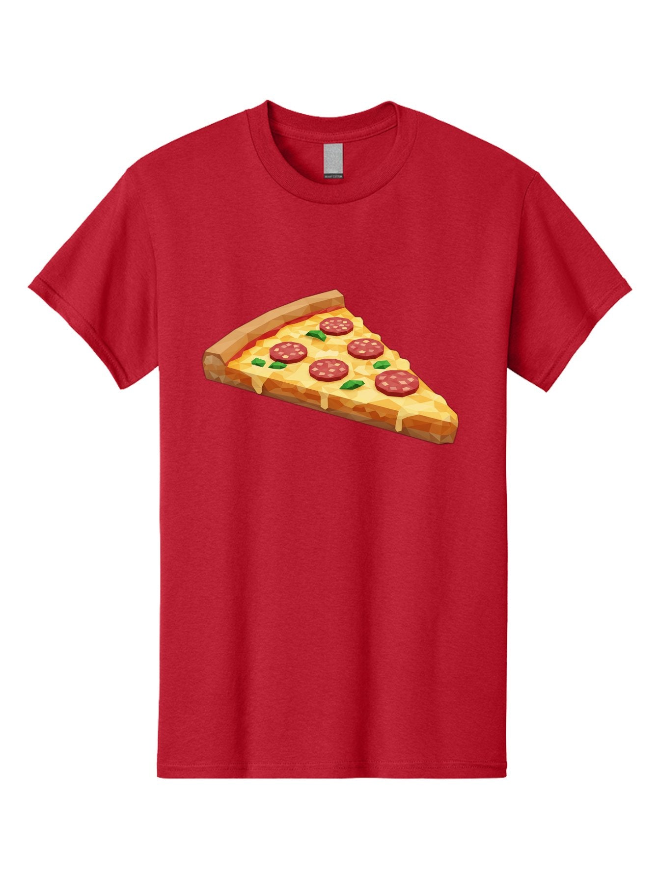 Pepperoni-Pizza-Slice Men'S Graphic Tee, 100% Cotton, Comfortable Casual Summer Wear, Machine Washable, Pepperoni Pizza, Melted Cheese, Green Basil Leaves, Pizza Slice, Cheesy Goodness, Savory Flavors, Food Illustration, Cartoon Style Bac243 8