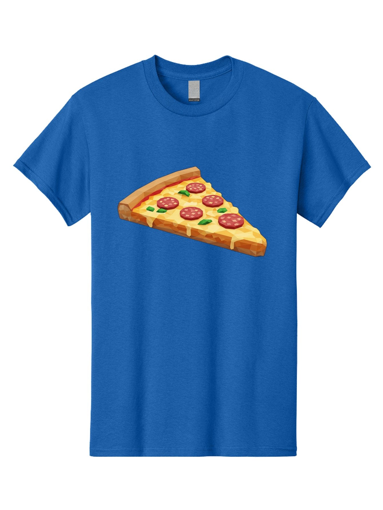 Pepperoni-Pizza-Slice Men'S Graphic Tee, 100% Cotton, Comfortable Casual Summer Wear, Machine Washable, Pepperoni Pizza, Melted Cheese, Green Basil Leaves, Pizza Slice, Cheesy Goodness, Savory Flavors, Food Illustration, Cartoon Style Bac243