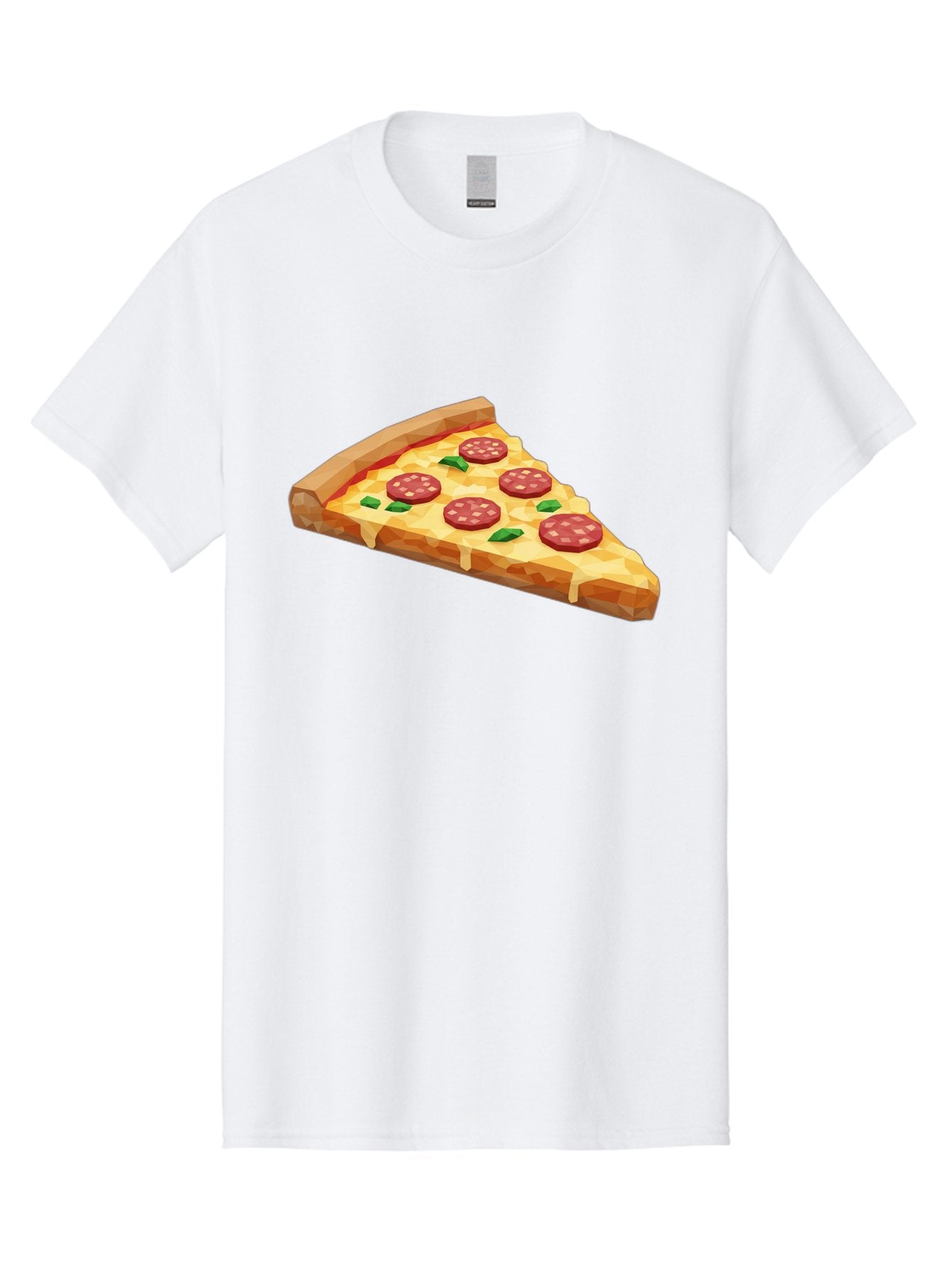 Pepperoni-Pizza-Slice Men'S Graphic Tee, 100% Cotton, Comfortable Casual Summer Wear, Machine Washable, Pepperoni Pizza, Melted Cheese, Green Basil Leaves, Pizza Slice, Cheesy Goodness, Savory Flavors, Food Illustration, Cartoon Style Bac243 13
