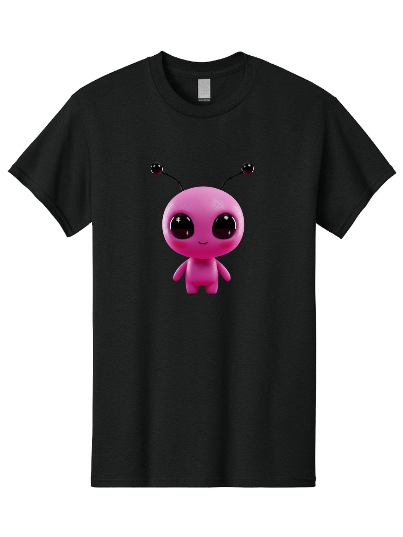 Pink-Alien Men'S Graphic Tee, 100% Cotton, Comfortable Casual Summer Wear, Machine Washable, Pink Alien Character, Cartoon Alien, Alien Figure, Cute Extraterrestrial, Adorable Cartoon Character, 3D Render, Shiny Eyes, Smiling Face, Bac247 4