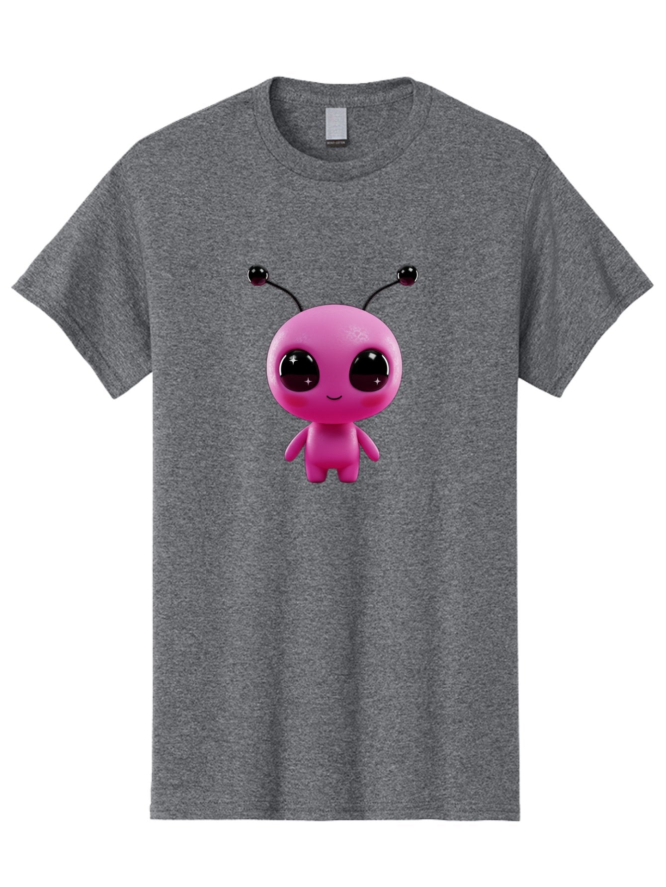 Pink-Alien Men'S Graphic Tee, 100% Cotton, Comfortable Casual Summer Wear, Machine Washable, Pink Alien Character, Cartoon Alien, Alien Figure, Cute Extraterrestrial, Adorable Cartoon Character, 3D Render, Shiny Eyes, Smiling Face, Bac247 15