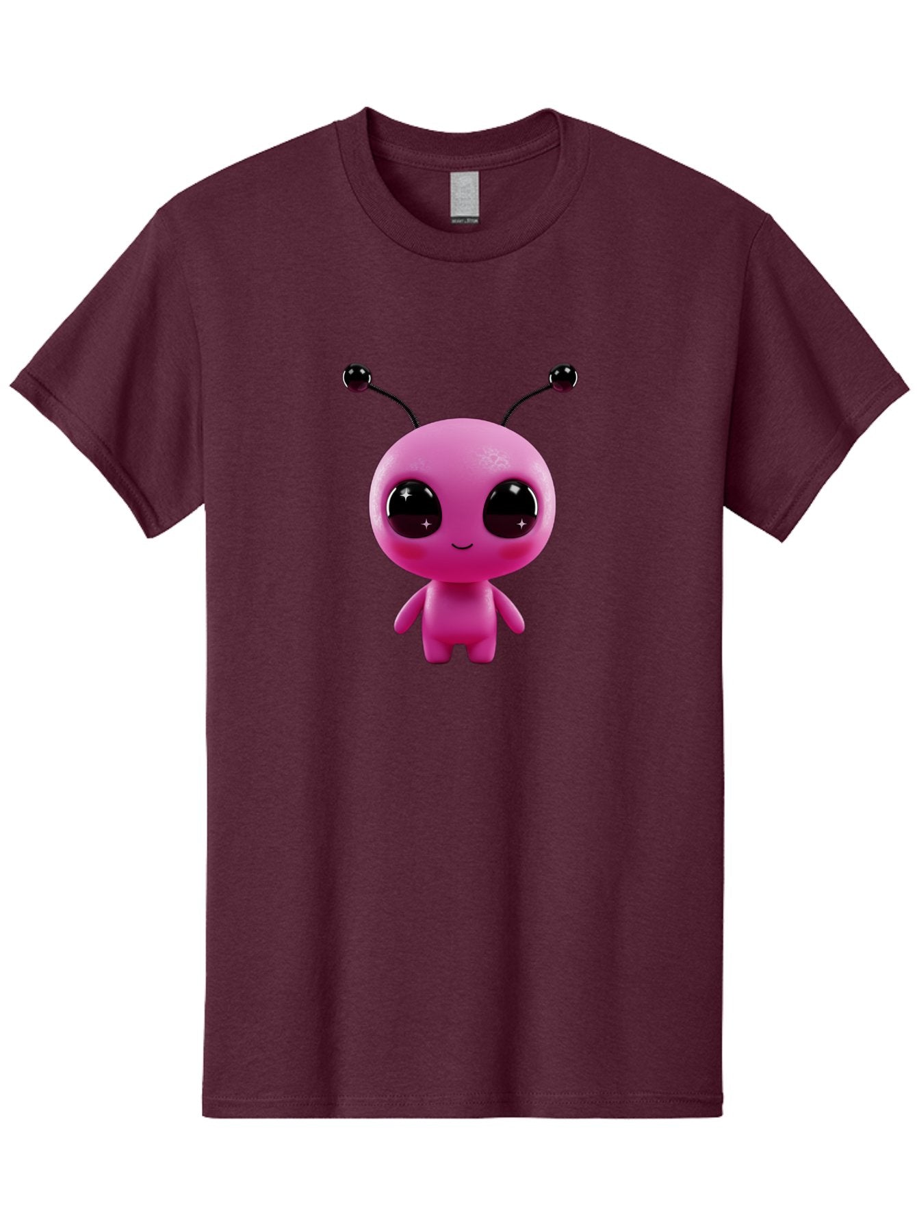 Pink-Alien Men'S Graphic Tee, 100% Cotton, Comfortable Casual Summer Wear, Machine Washable, Pink Alien Character, Cartoon Alien, Alien Figure, Cute Extraterrestrial, Adorable Cartoon Character, 3D Render, Shiny Eyes, Smiling Face, Bac247 10